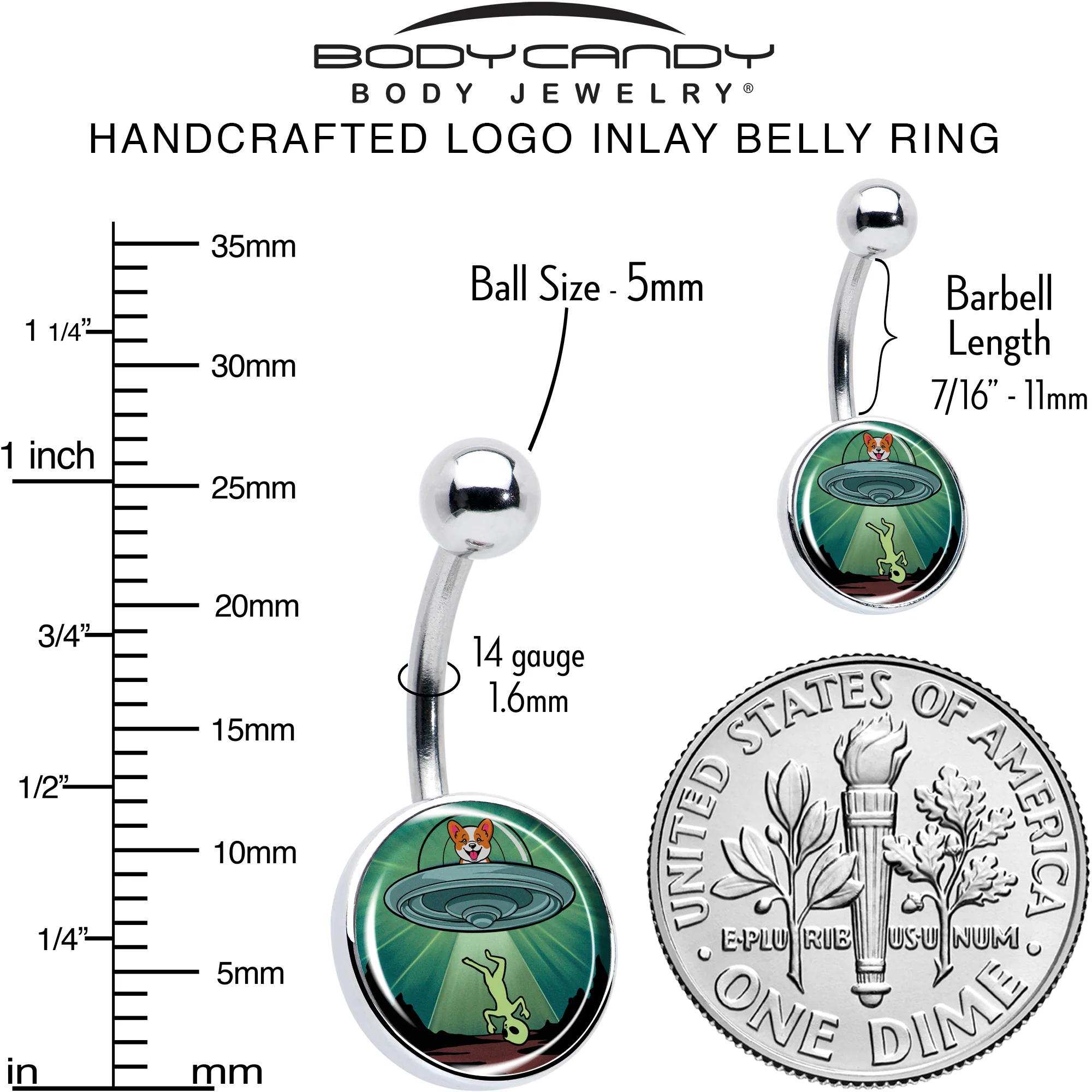 Reverse Alien UFO AbductionBelly Ring by Onyx O - Image 6