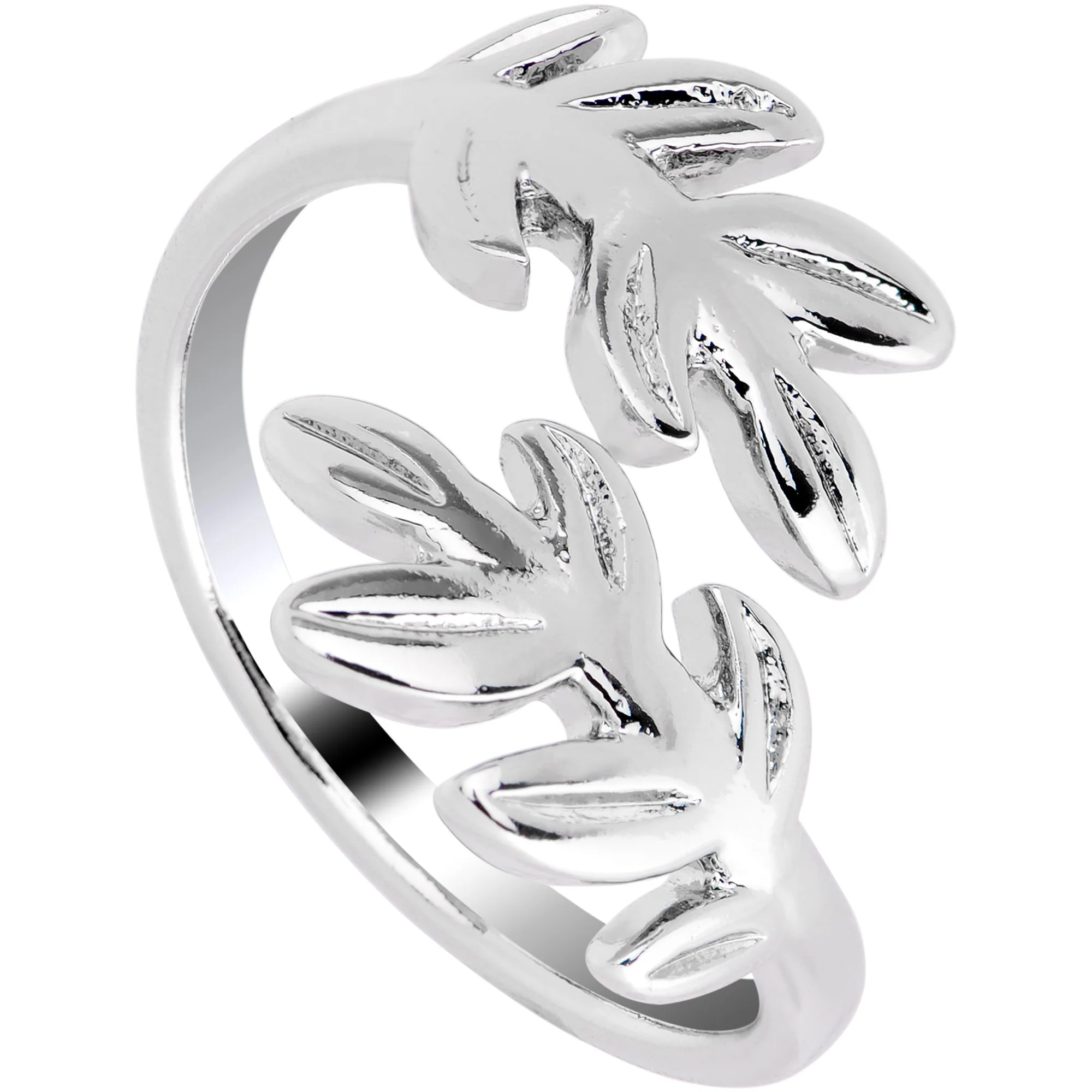Rhodium Plated Budding Leaves Toe Ring - Image 2