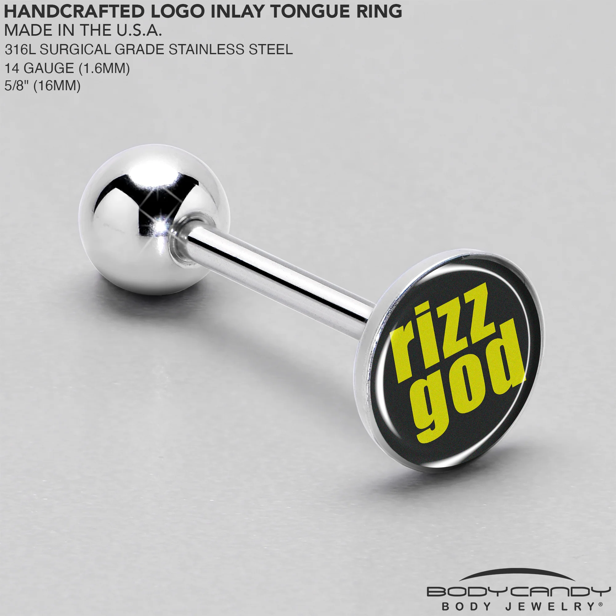 RIZZ GOD Barbell Tongue Ring by Onyx O - Image 4