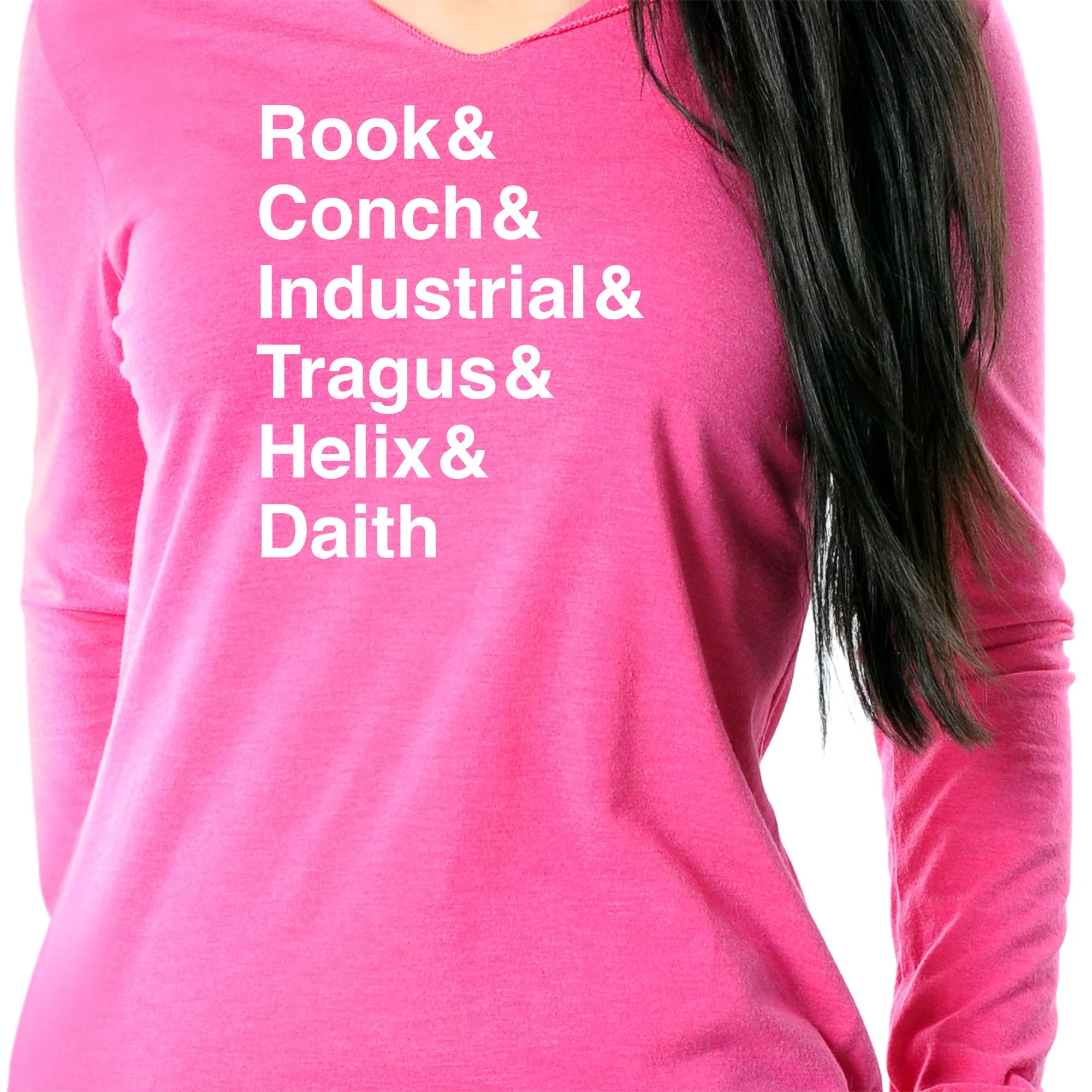Rook & Conch & Industrial & Tragus & Helix & Daith Tapered Long Sleeve Hoodie - Image 3