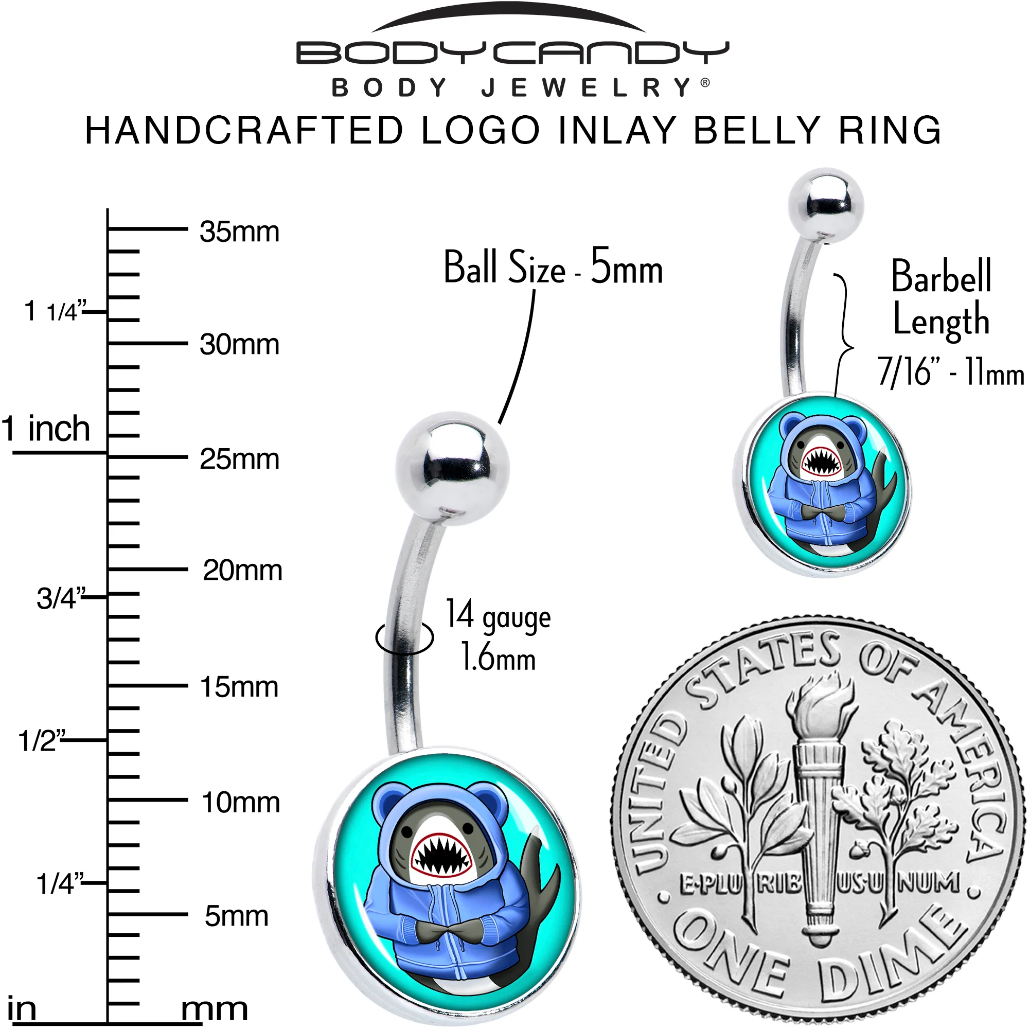 Shark in a Hoodie Belly Ring by Onyx O - Image 6