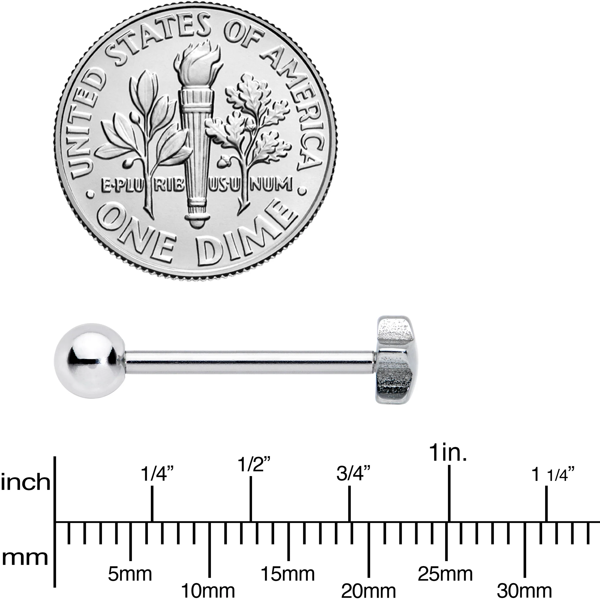 Simple Star Top Barbell Tongue Ring - Image 4