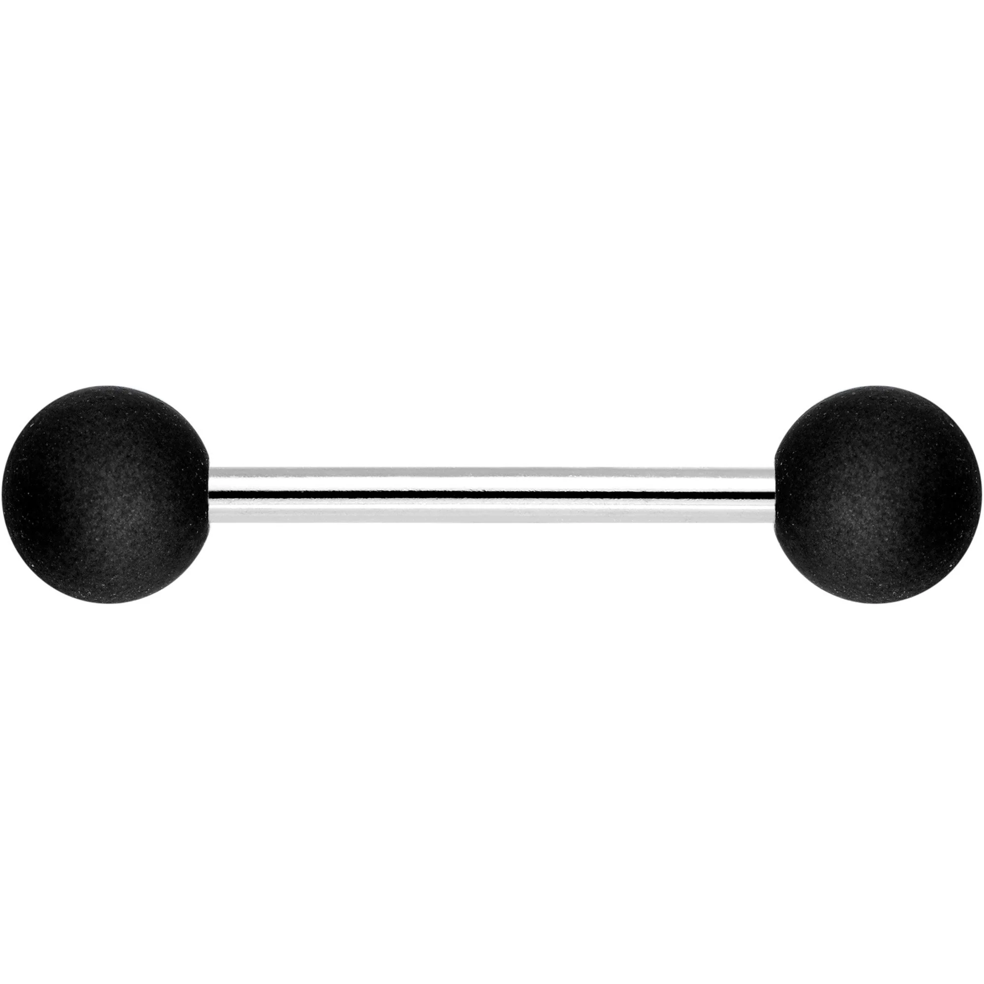 Black Silicone Coated Acrylic Ball End Barbell Tongue Ring - Image 2