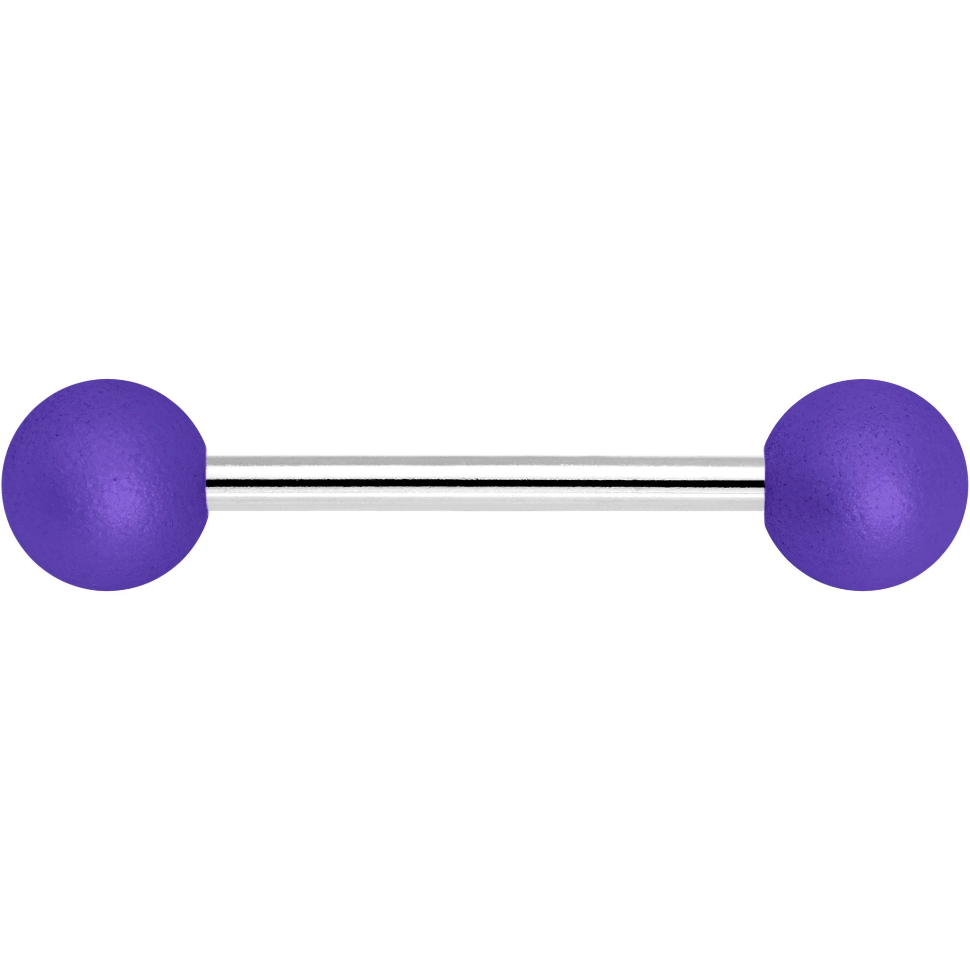Purple Silicone Coated Acrylic Ball End Barbell Tongue Ring - Image 2