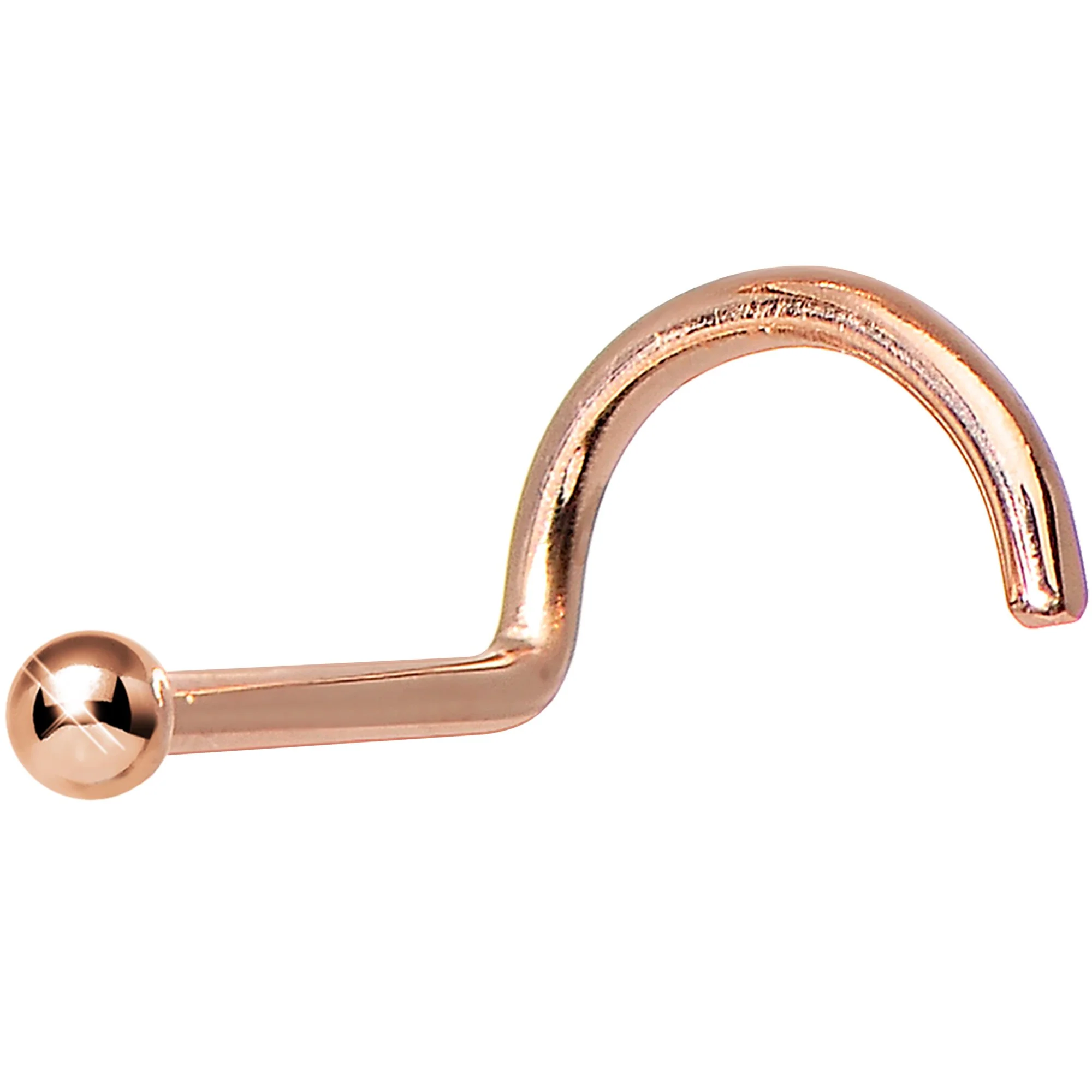 Solid 14K Rose Gold 1.5mm Ball Nose Ring - Image 6