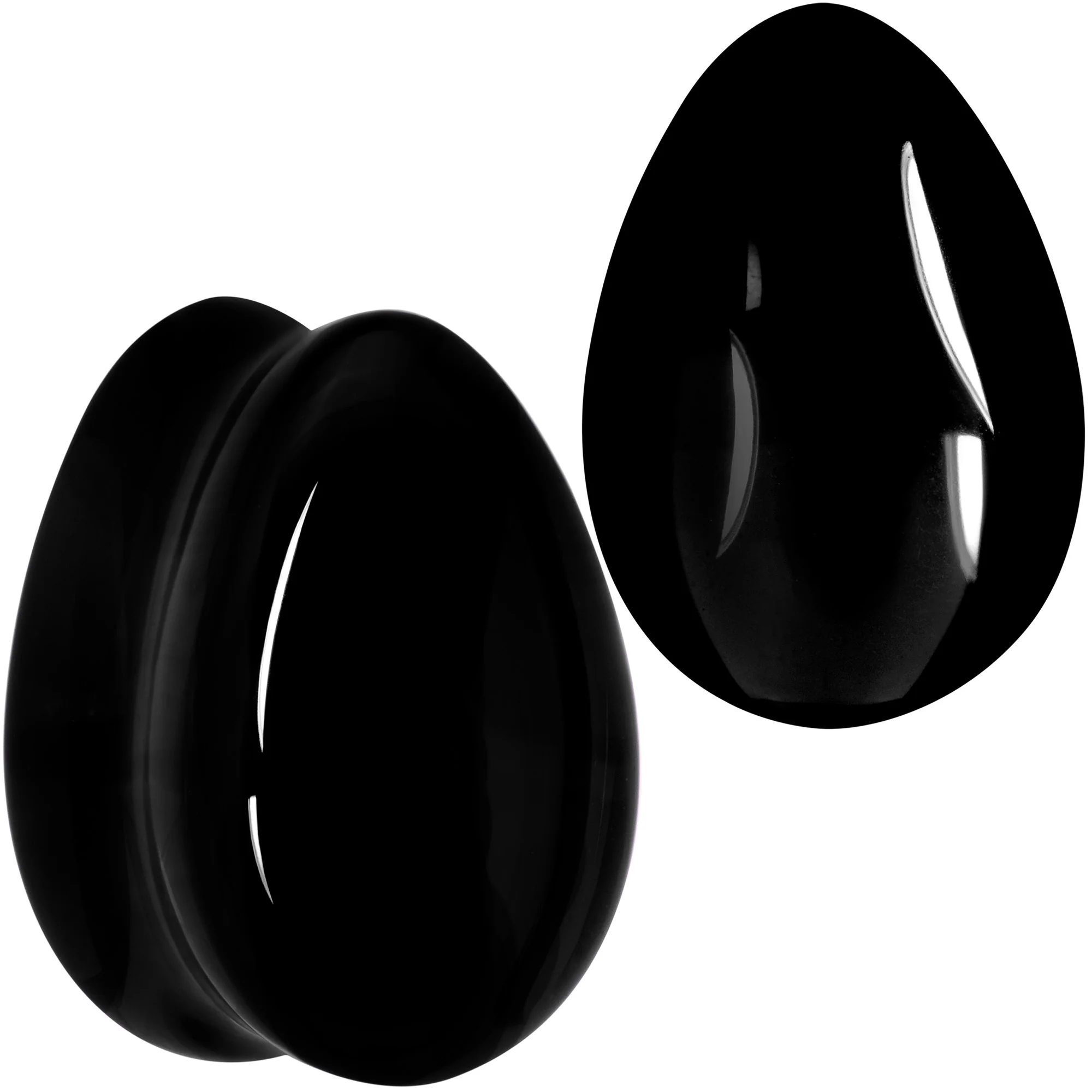 Solid Black Glass Teardrop Plug Set - Image 11