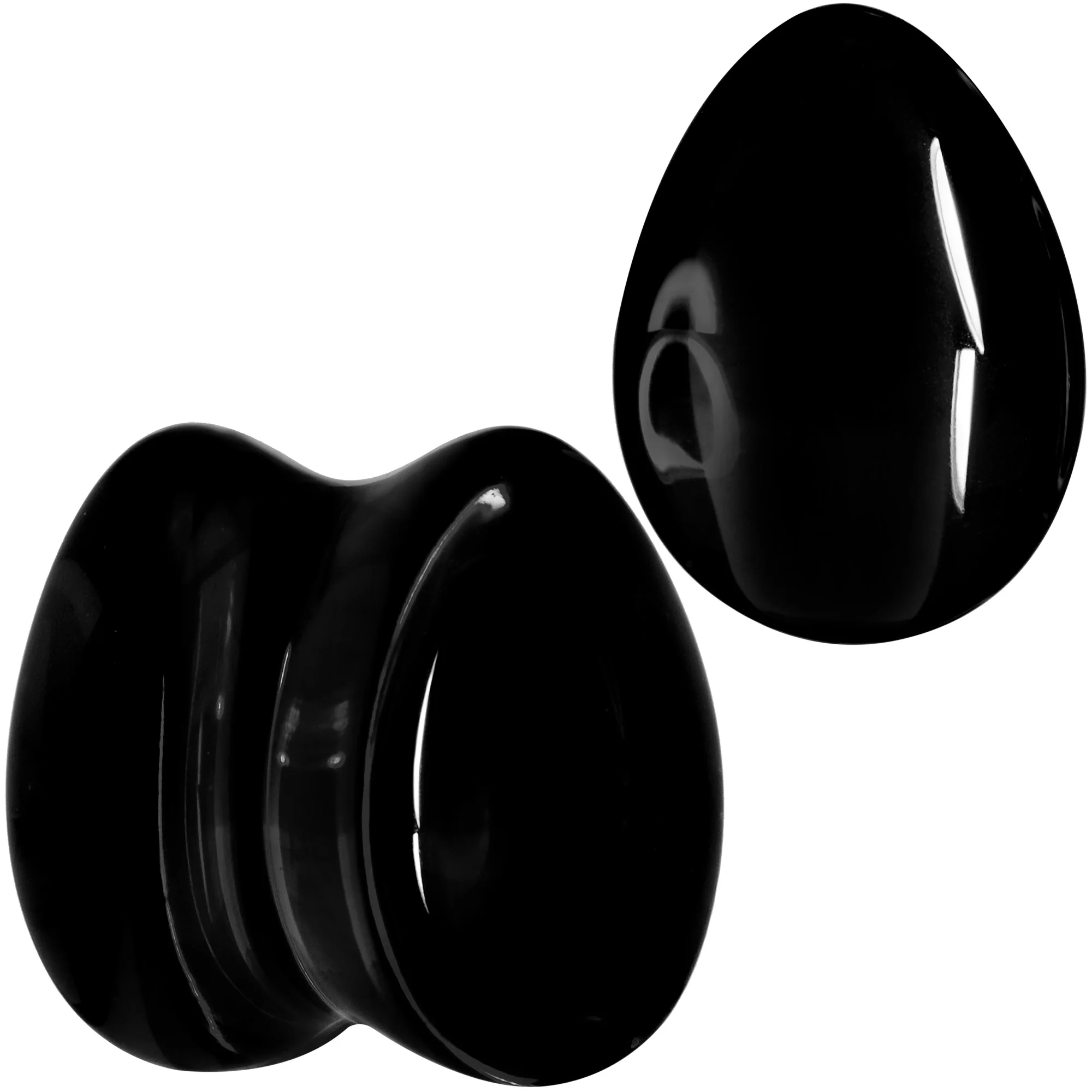 Solid Black Glass Teardrop Plug Set - Image 6