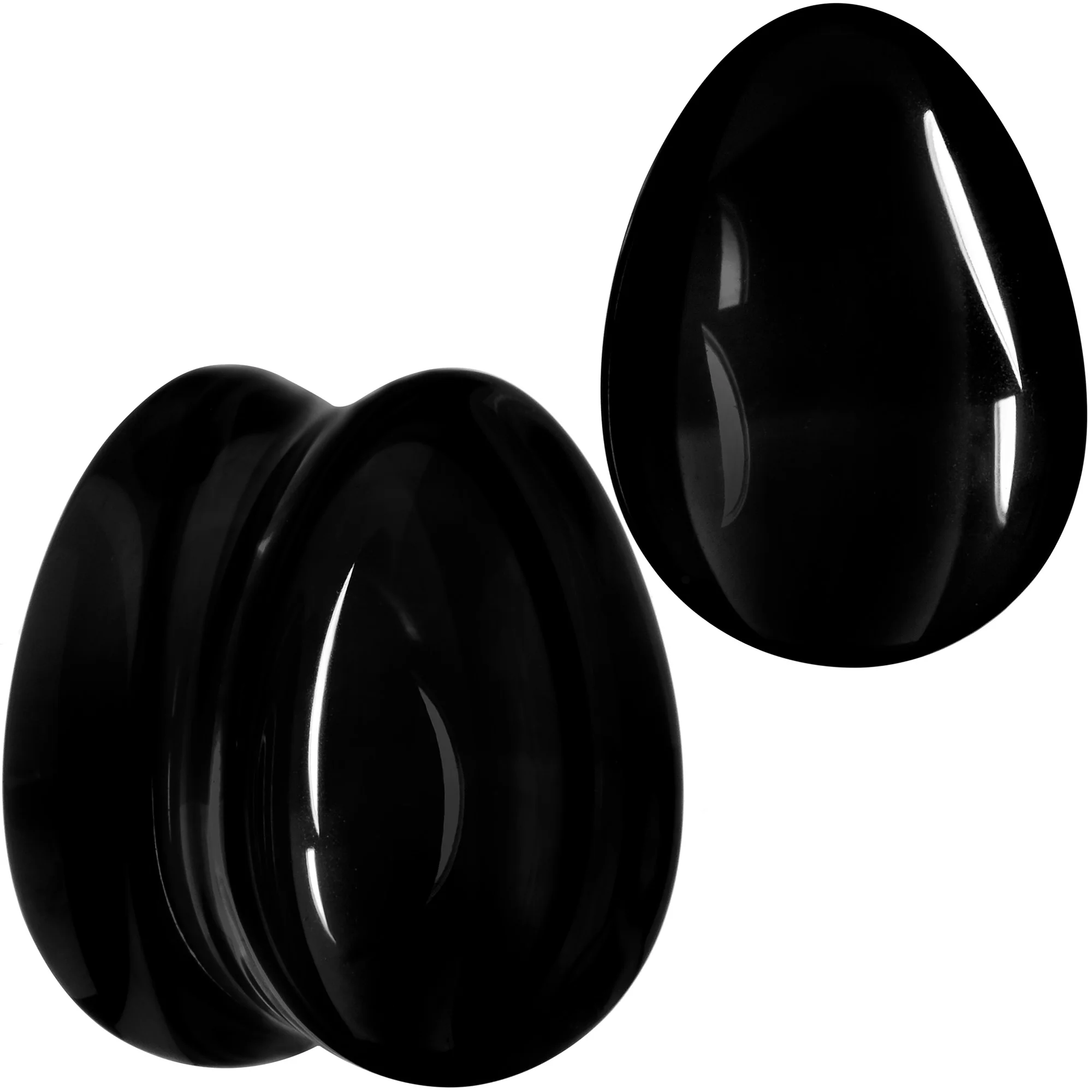Solid Black Glass Teardrop Plug Set - Image 9