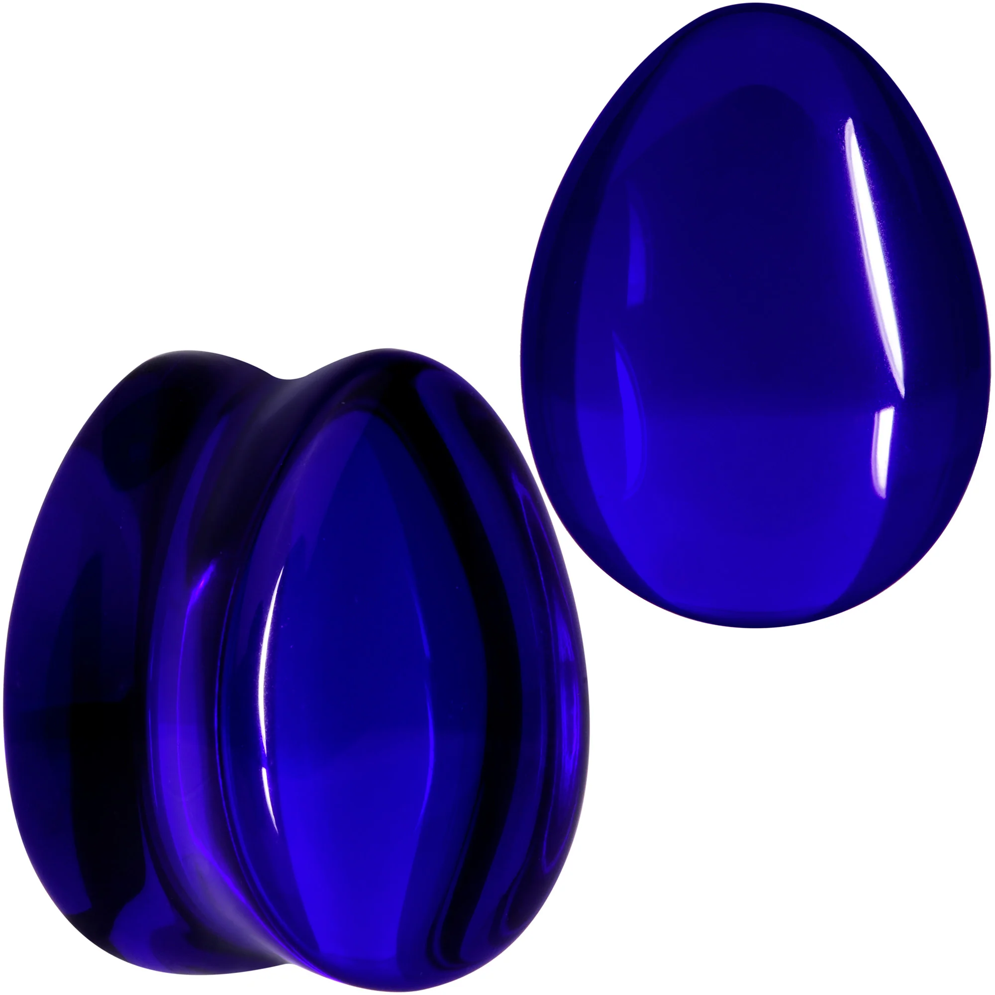 Solid Blue Glass Teardrop Plug Set - Image 10