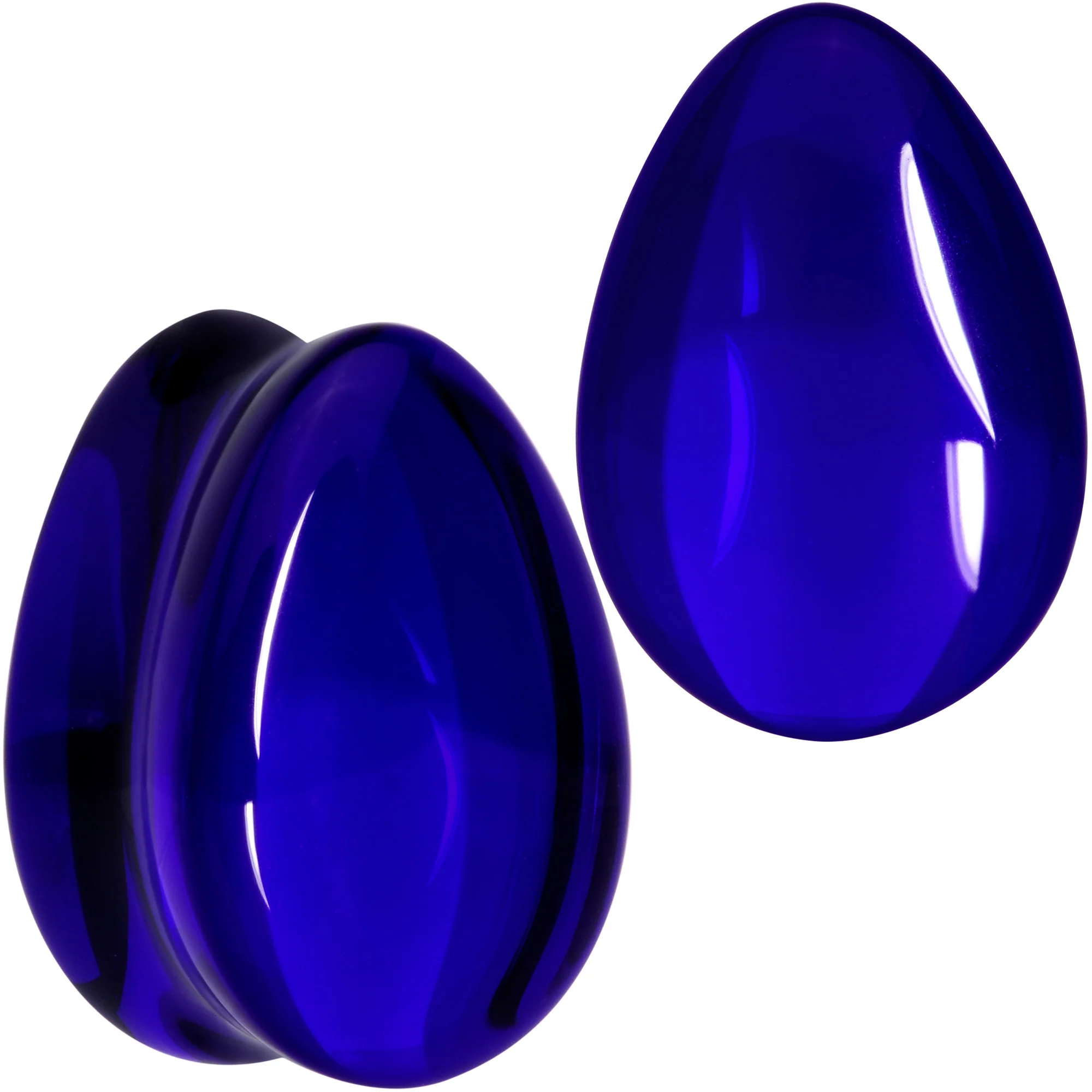 Solid Blue Glass Teardrop Plug Set - Image 11