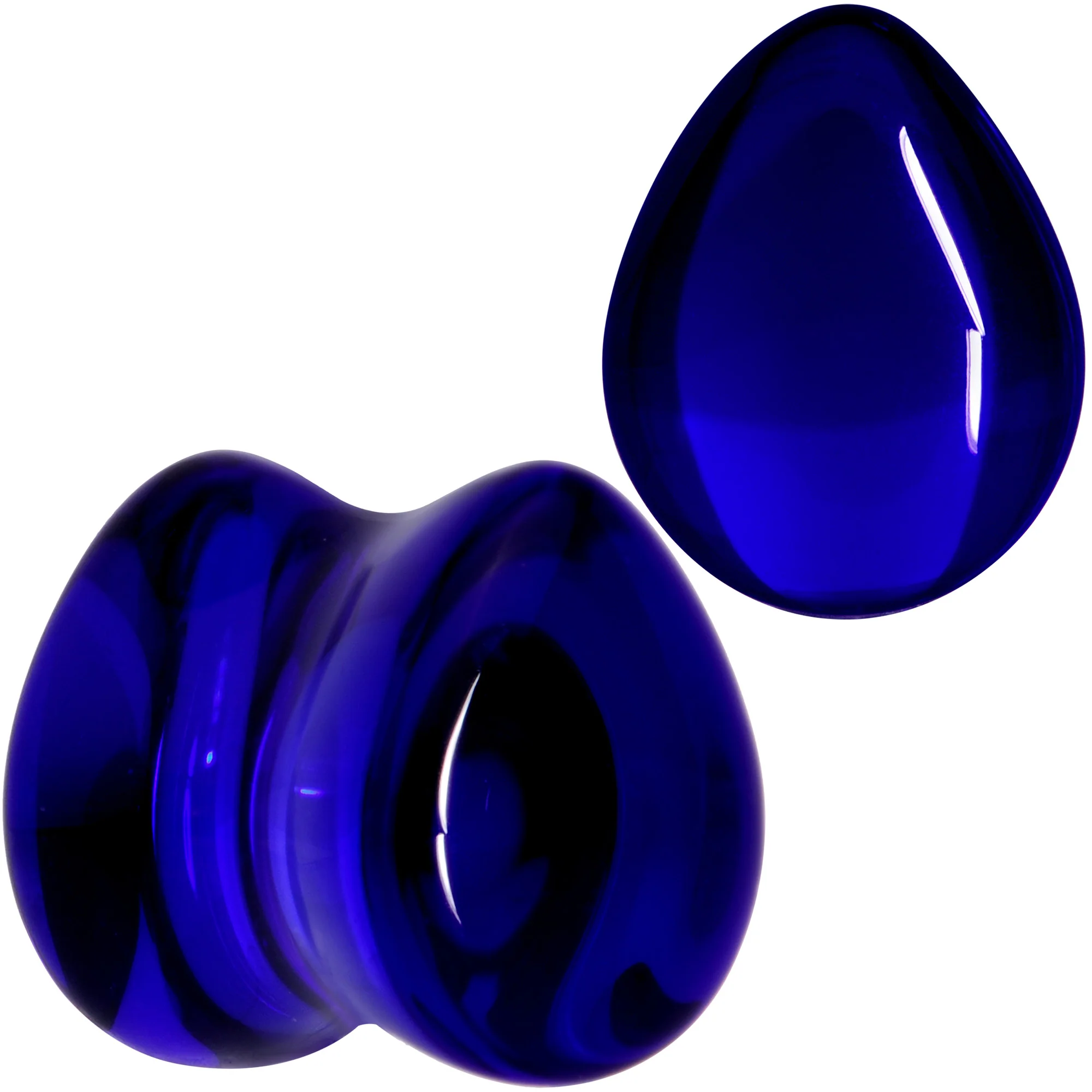 Solid Blue Glass Teardrop Plug Set - Image 7