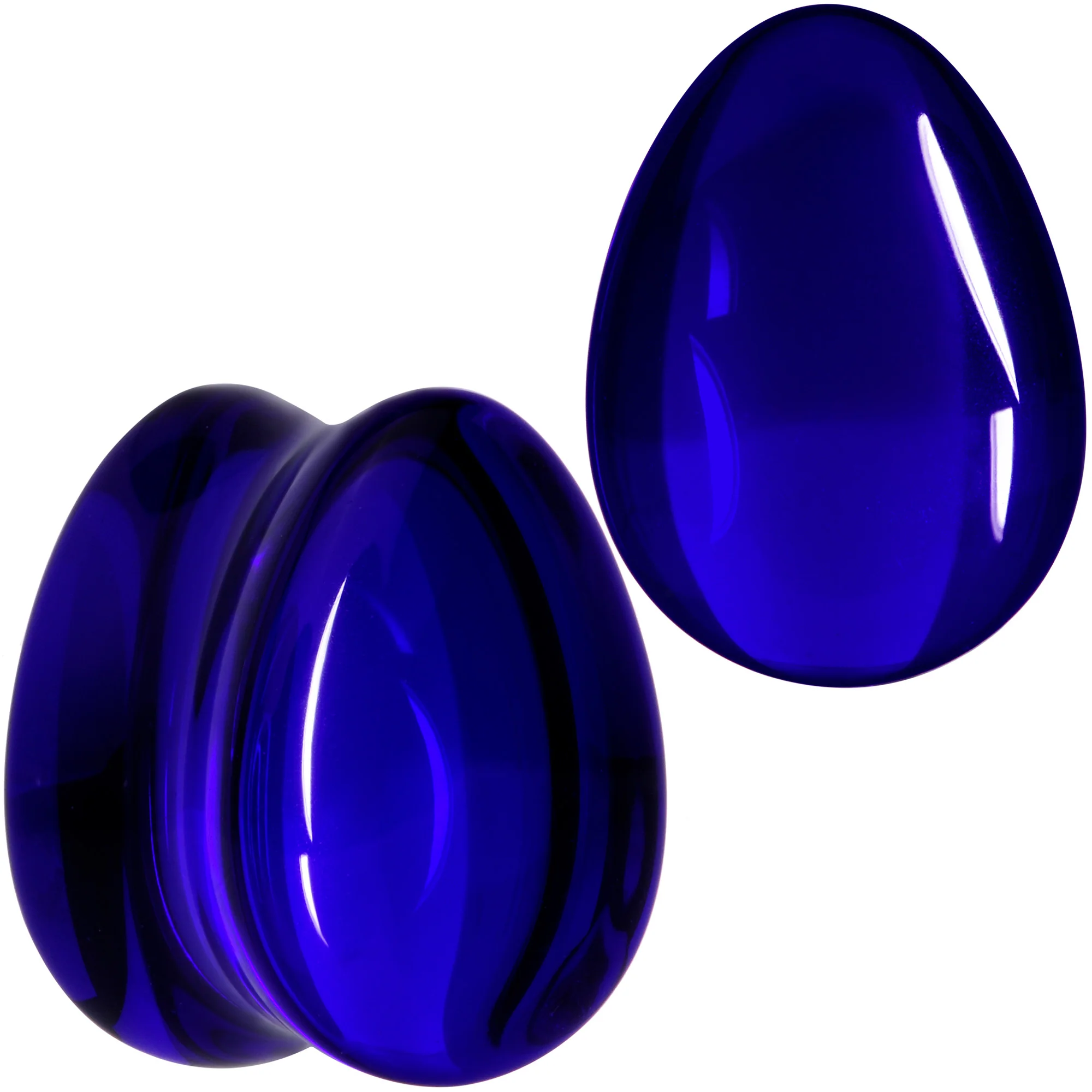 Solid Blue Glass Teardrop Plug Set - Image 9