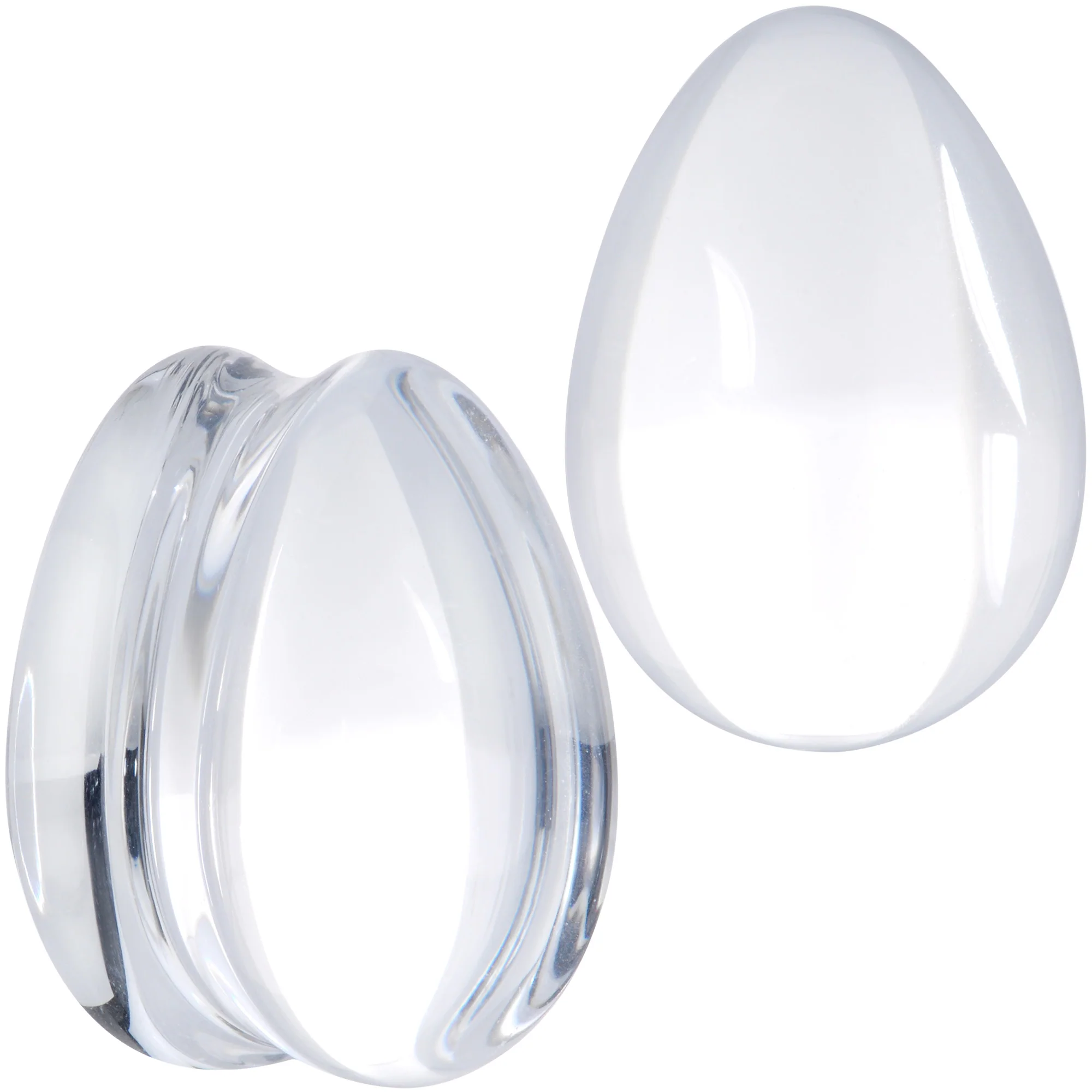 Solid Clear Glass Teardrop Plug Set - Image 11