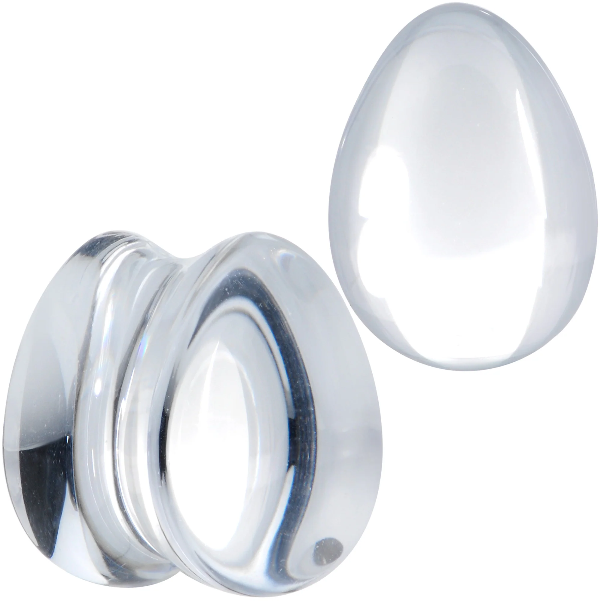 Solid Clear Glass Teardrop Plug Set - Image 6