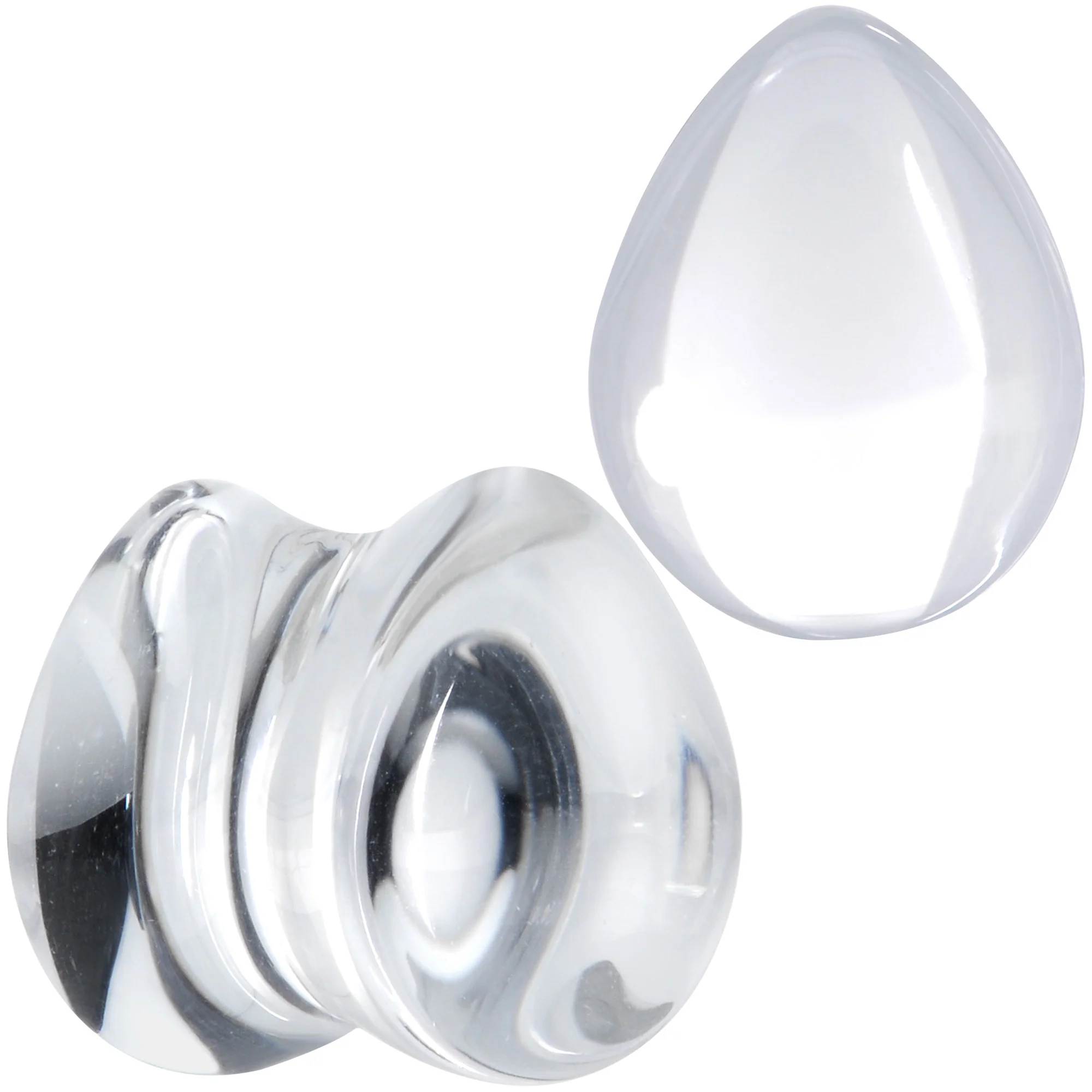 Solid Clear Glass Teardrop Plug Set - Image 7
