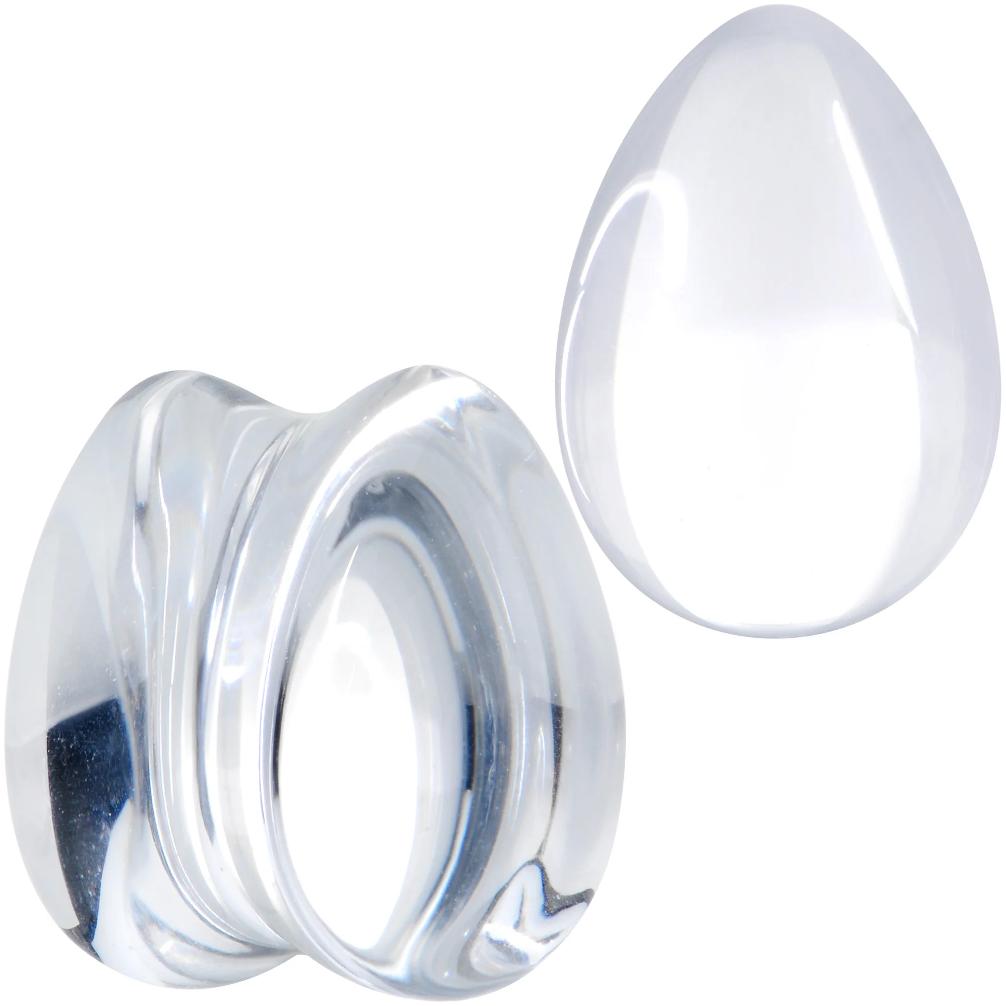 Solid Clear Glass Teardrop Plug Set - Image 8