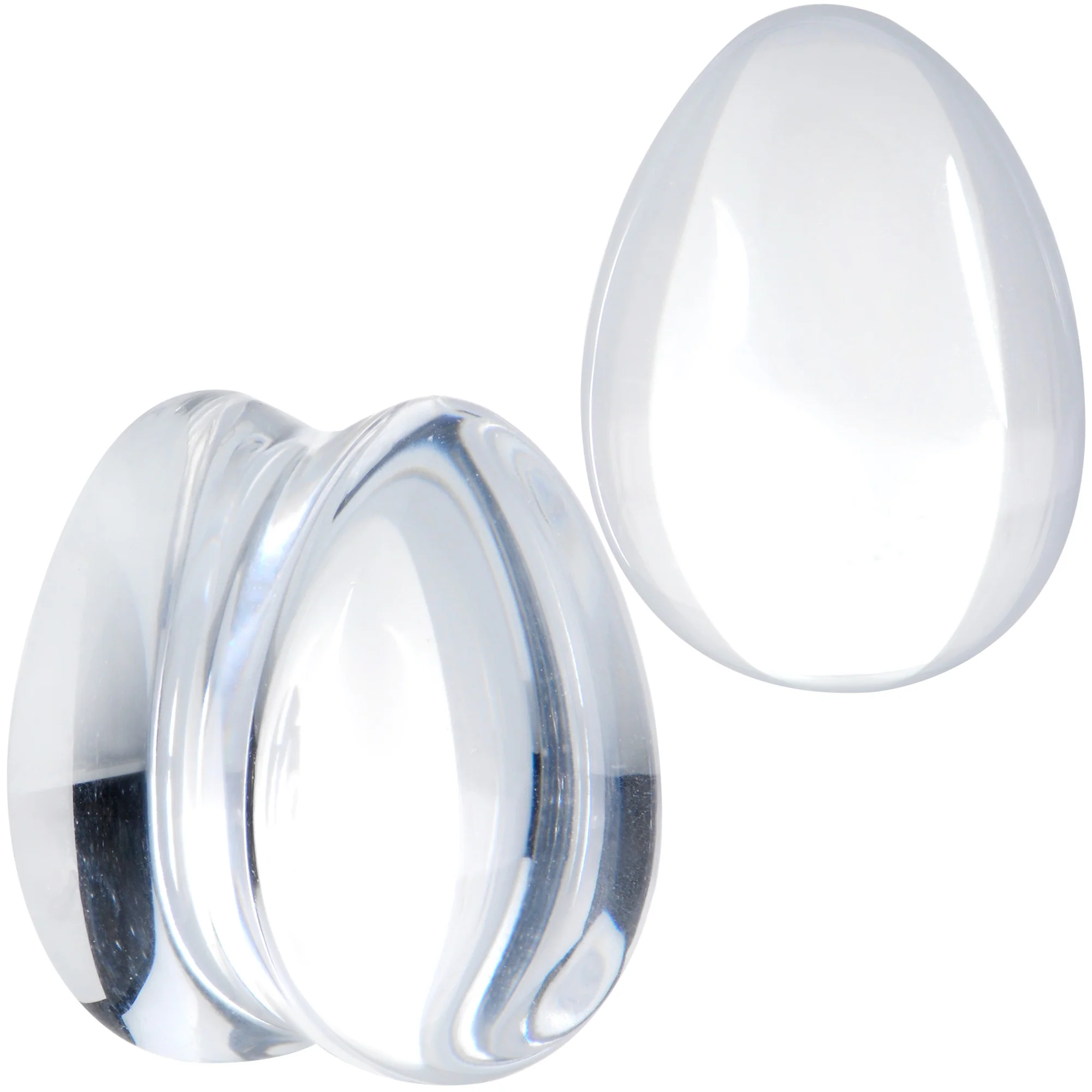Solid Clear Glass Teardrop Plug Set - Image 9