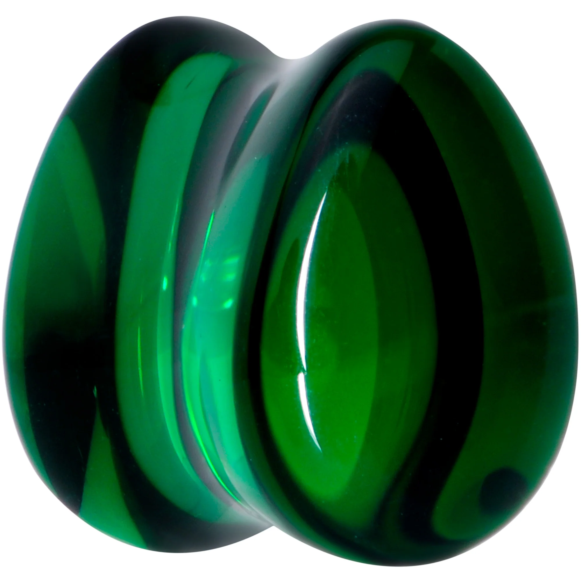 Solid Green Glass Teardrop Plug Set - Image 3