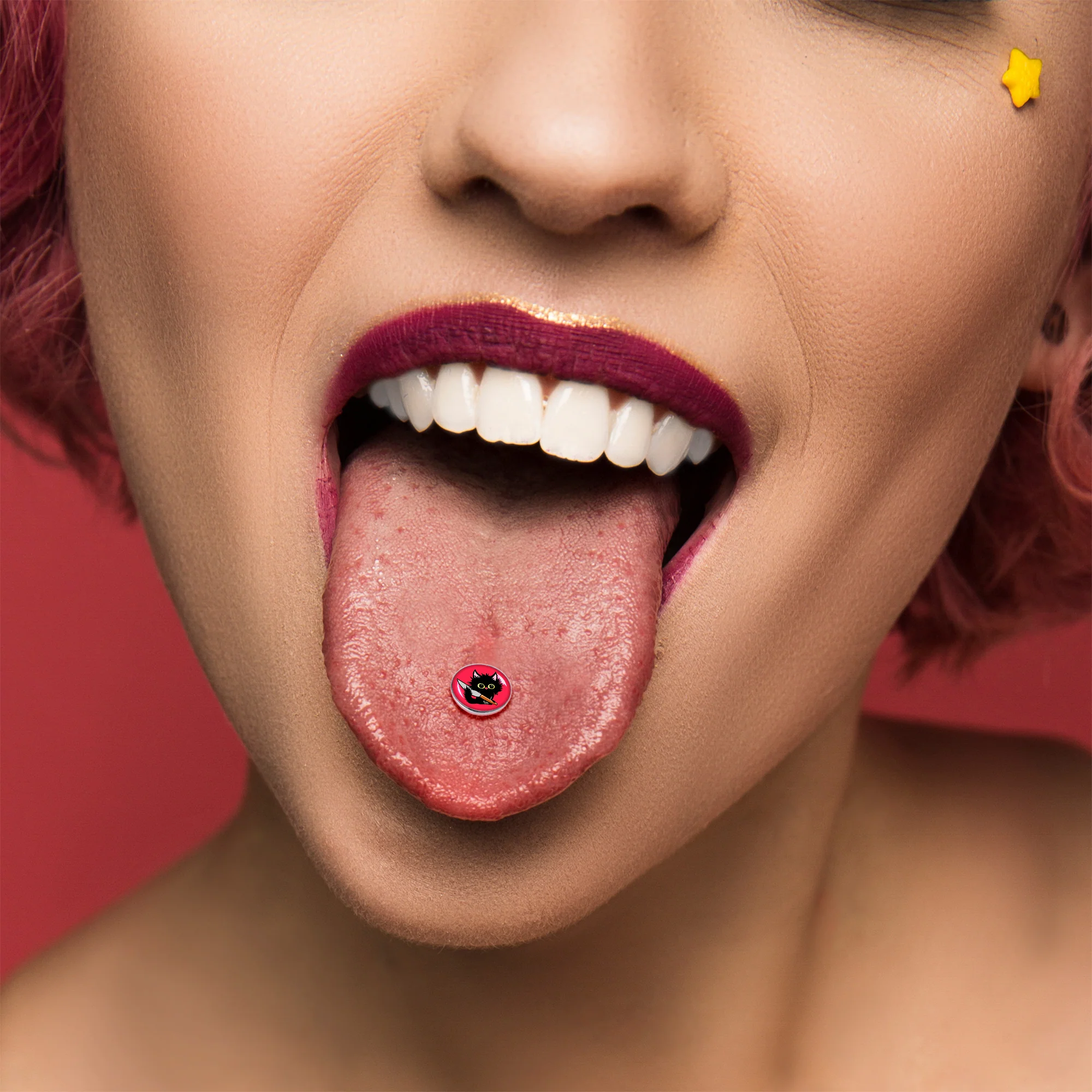 Stabby Cat Barbell Tongue Ring by Onyx O - Image 6
