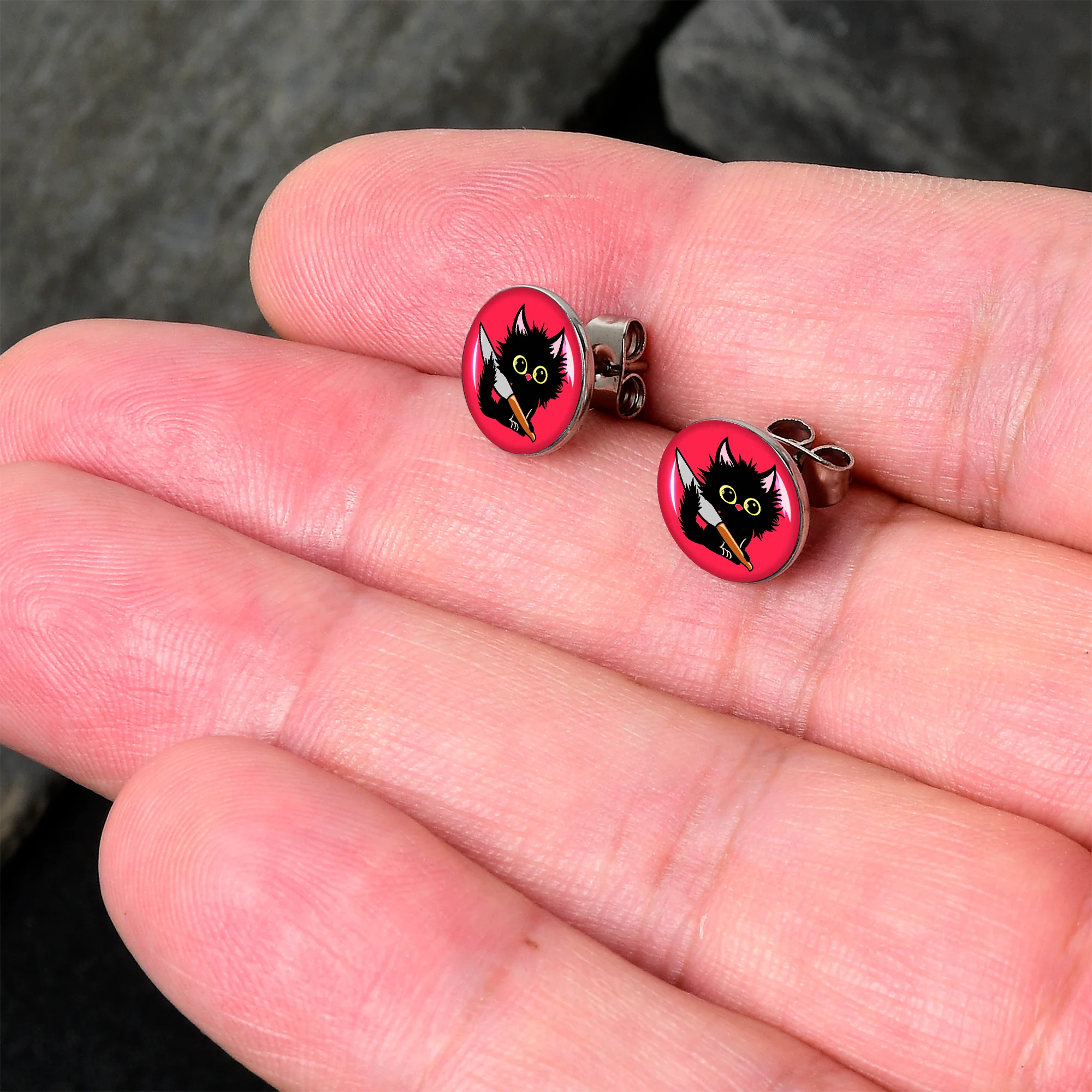 Stabby Cat Stud Earrings by Onyx O - Image 2