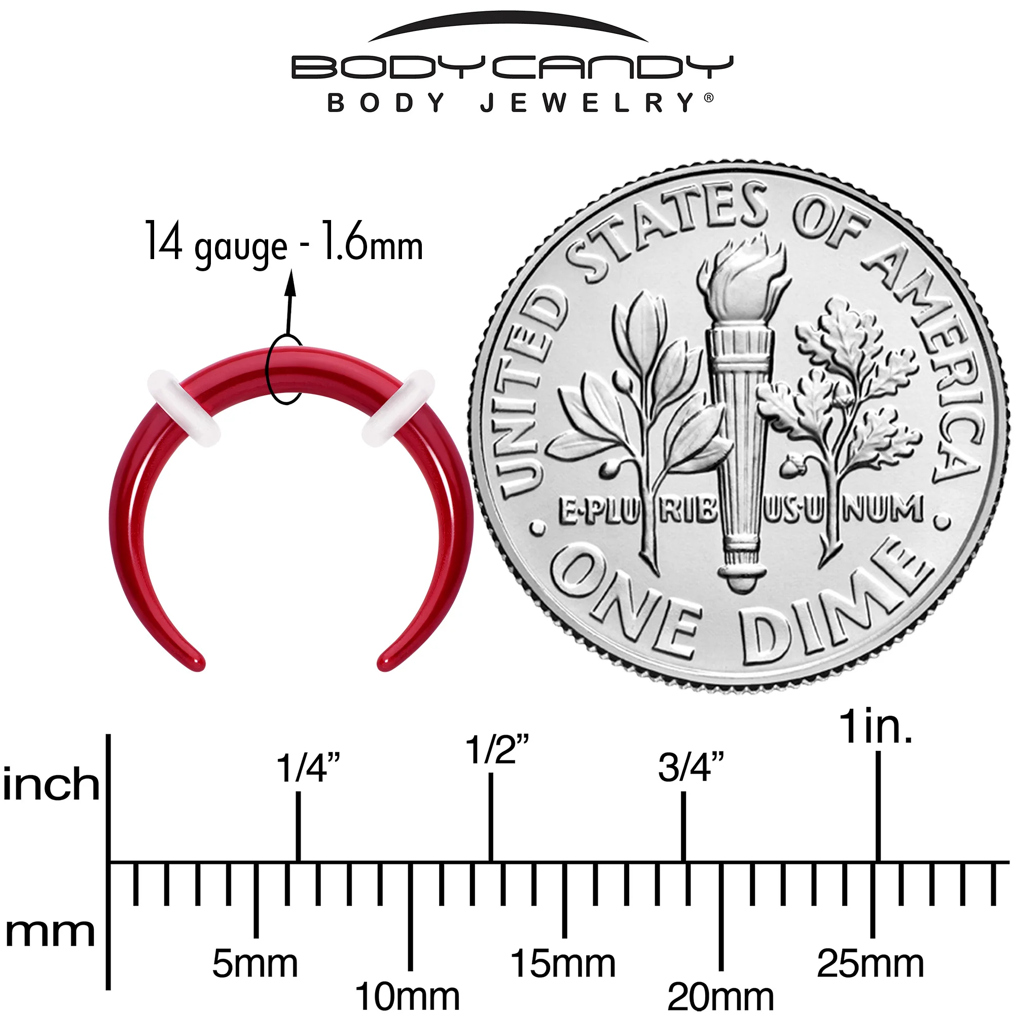 Stainless Steel Crescent Pincher Septum Ring - 14G and 16G - Image 7
