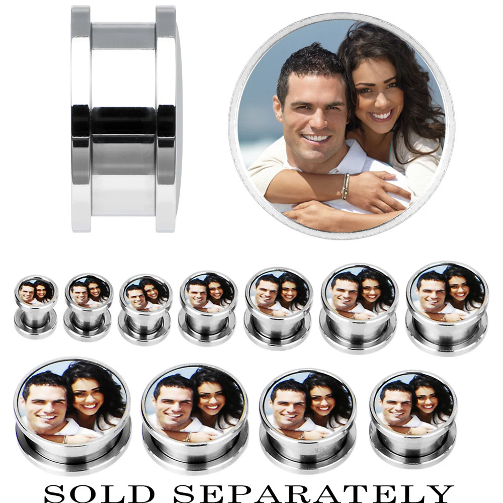 Stainless Steel Custom Photo Screw Fit Plug - buy 2 for a pair - Image 6