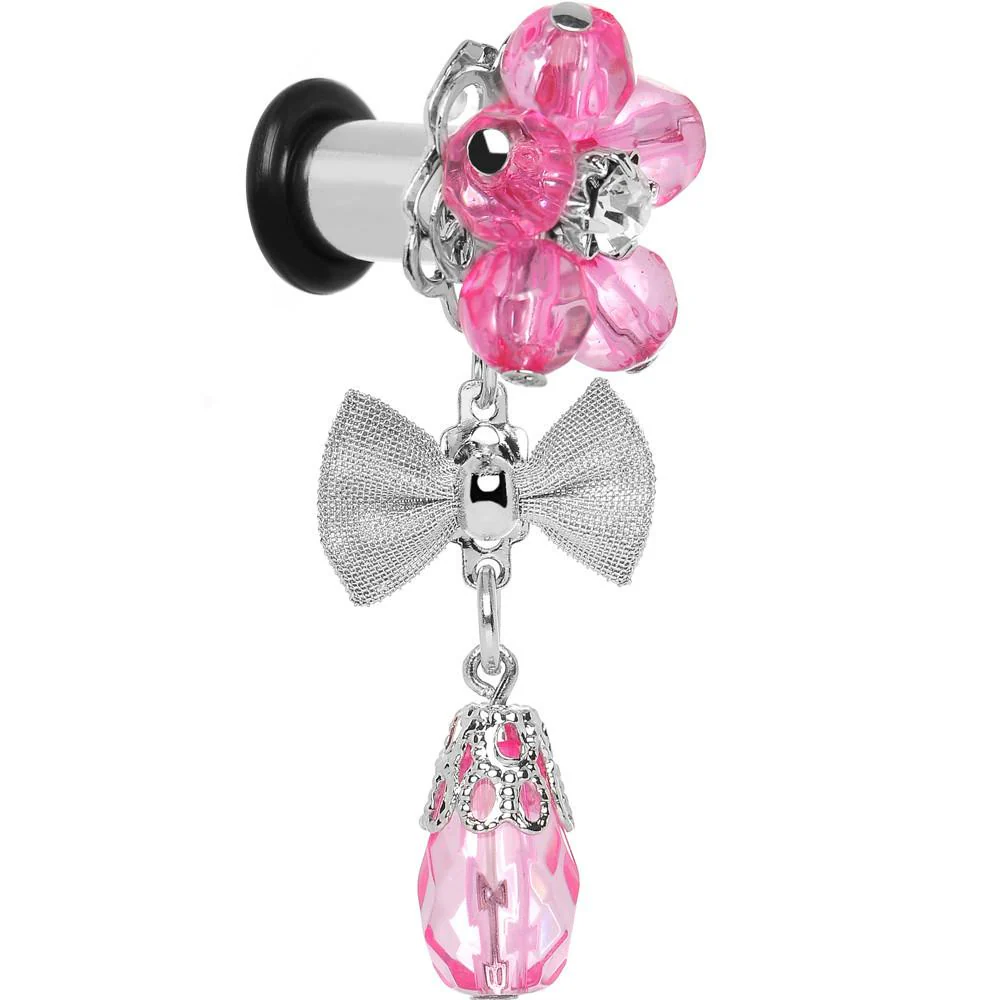 Steel Pink Flower Mesh Bow Dangle Plug Sizes 5mm to 12mm - Image 6