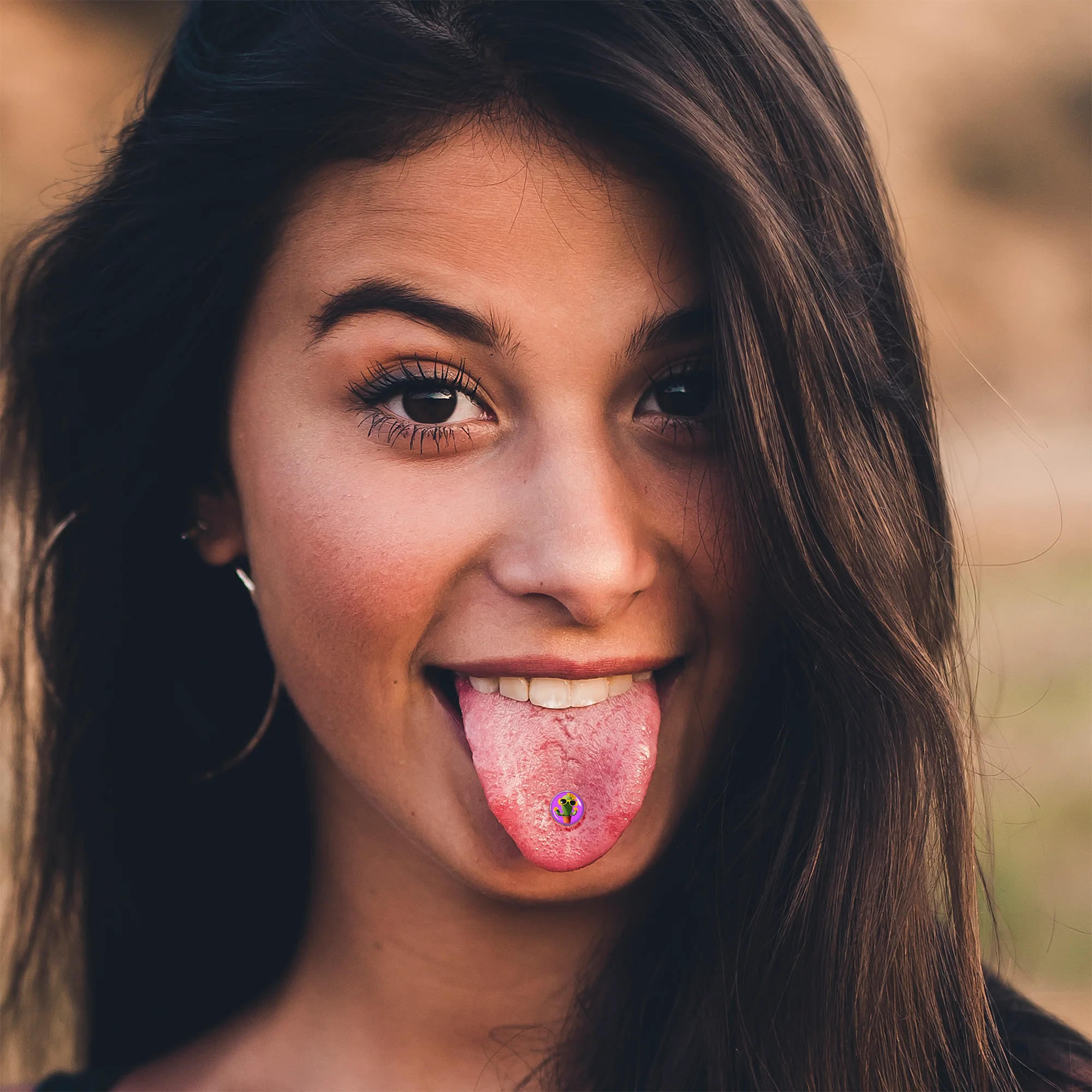Sunflower Cactus Barbell Tongue Ring by Onyx O - Image 3