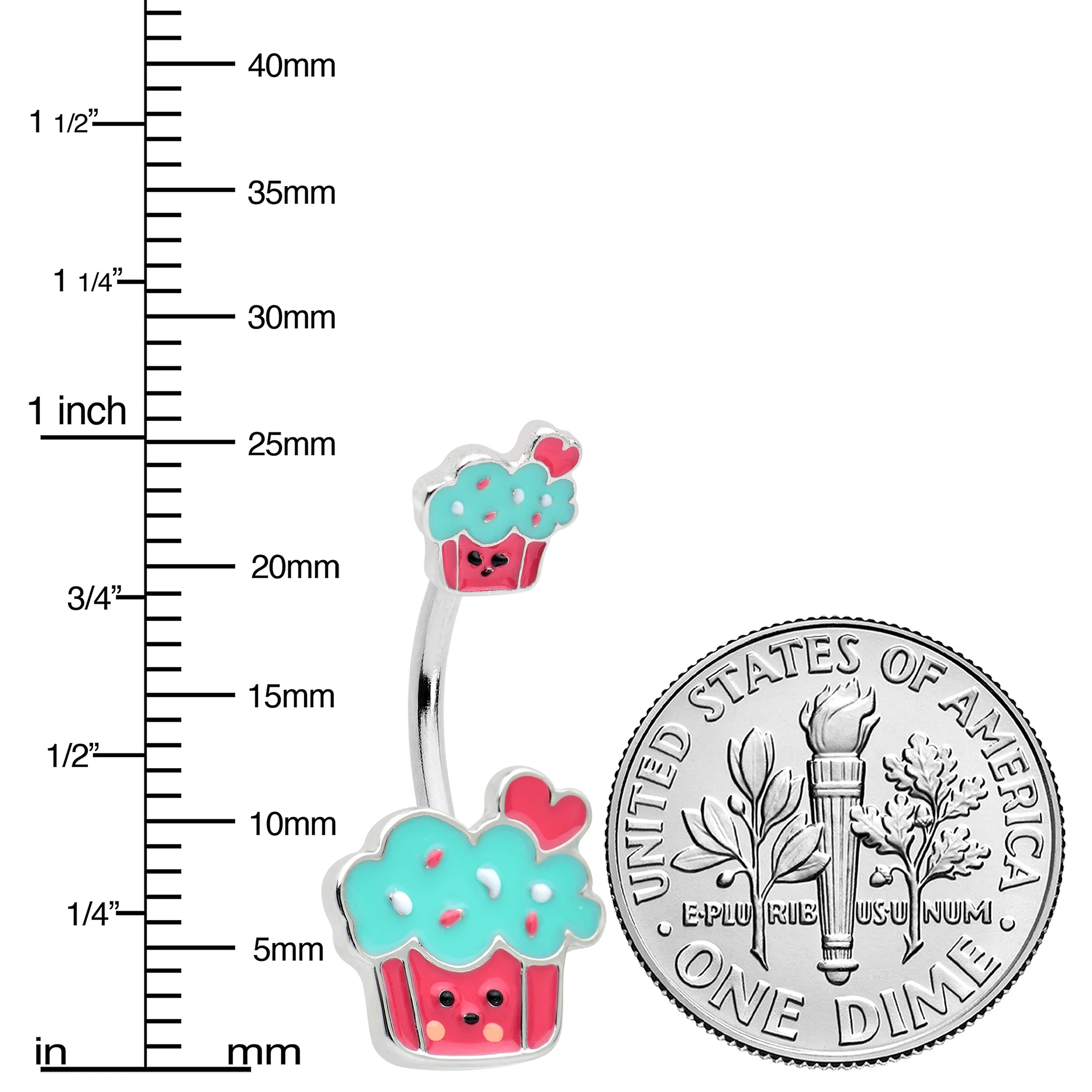 Sydney Belle Girlfriend Collection Sweet Happy Cupcake Pink Blue Double Mount Belly Ring - Image 13
