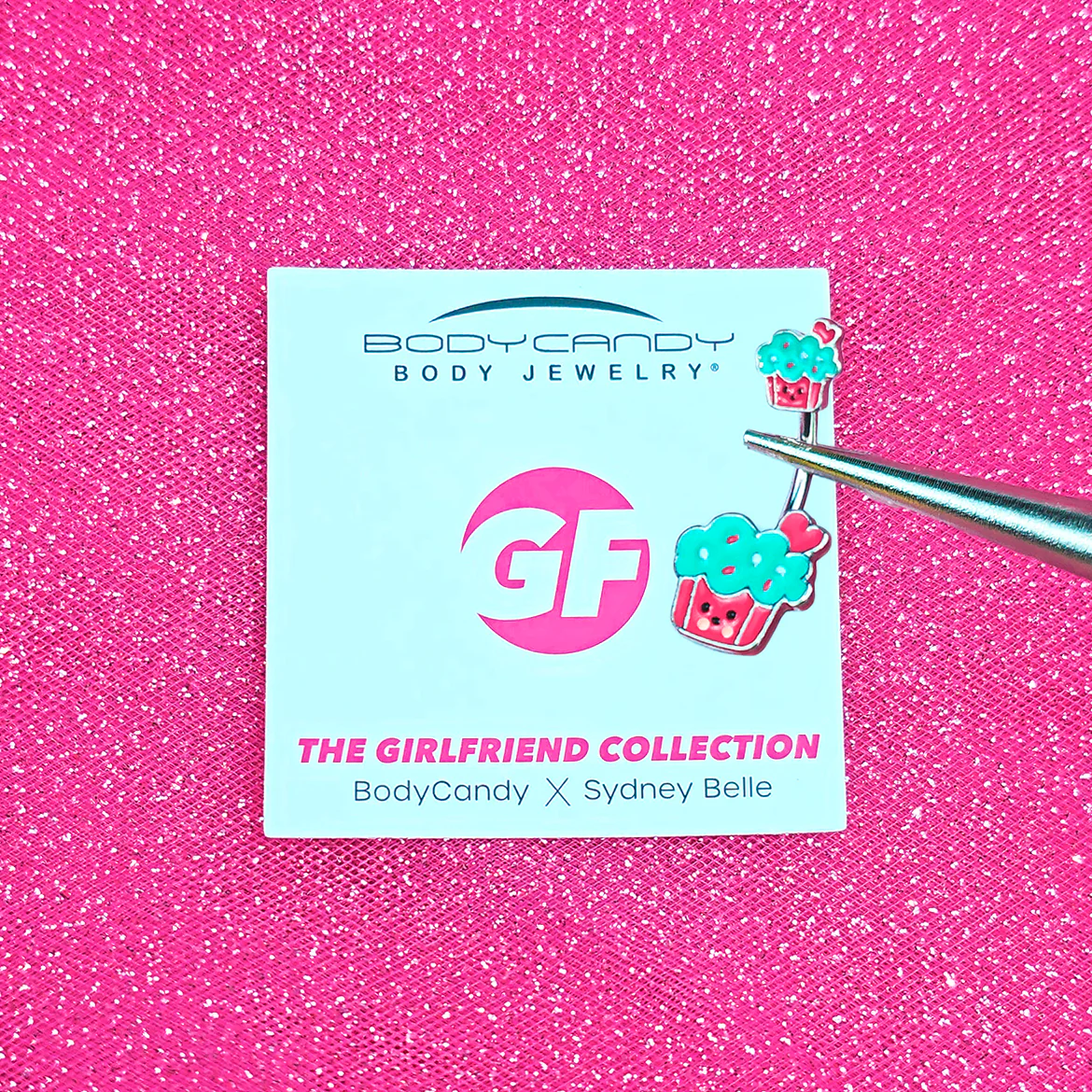 Sydney Belle Girlfriend Collection Sweet Happy Cupcake Pink Blue Double Mount Belly Ring - Image 3