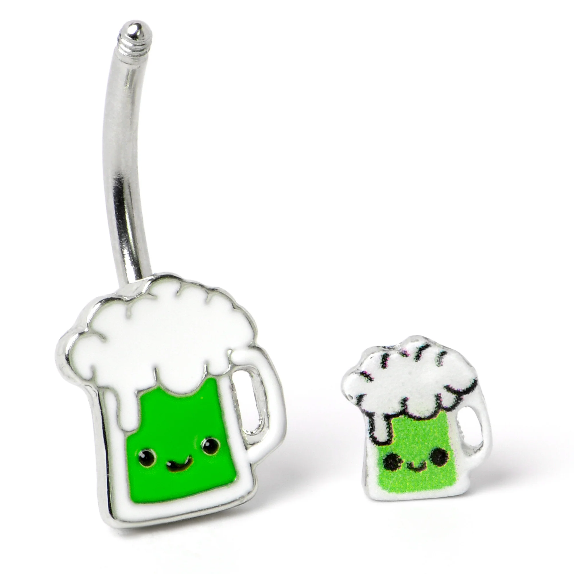 Sweet Happy Green Beer St Patricks Day Double Mount Belly Ring - Image 5