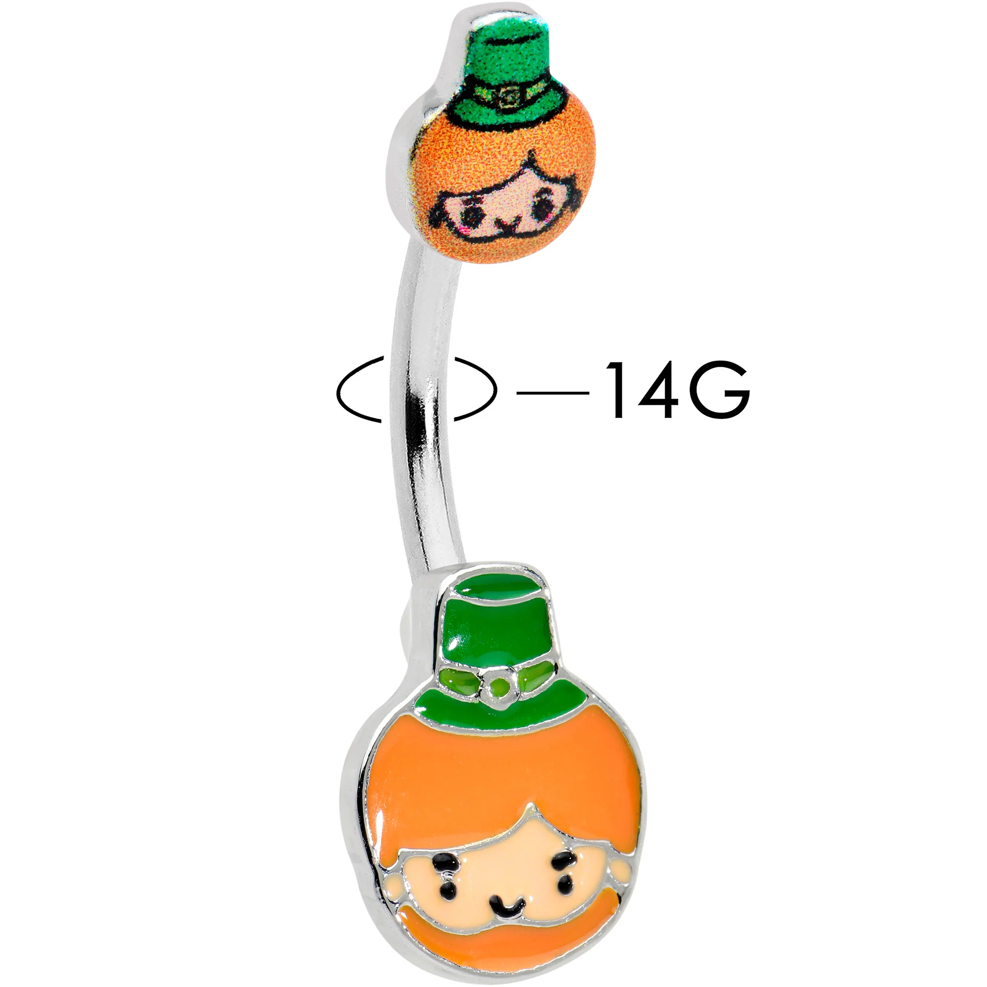 Sweet Happy Leprechaun St Patricks Day Double Mount Belly Ring - Image 2