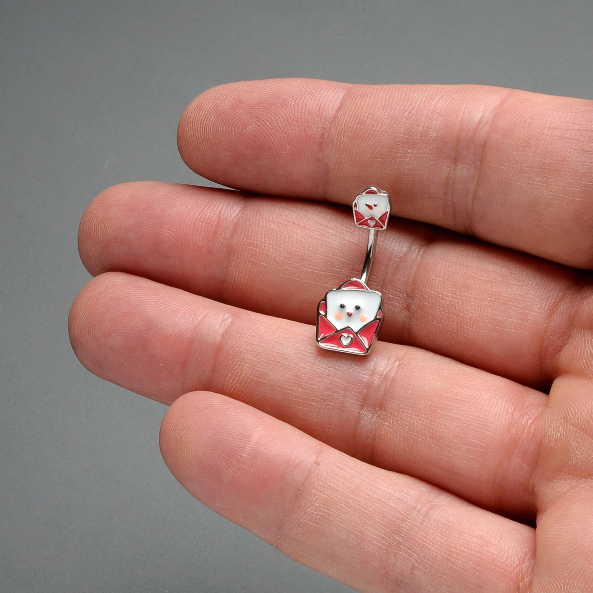 Sweet Love Letter Valentines Day Double Mount Belly Ring - Image 7