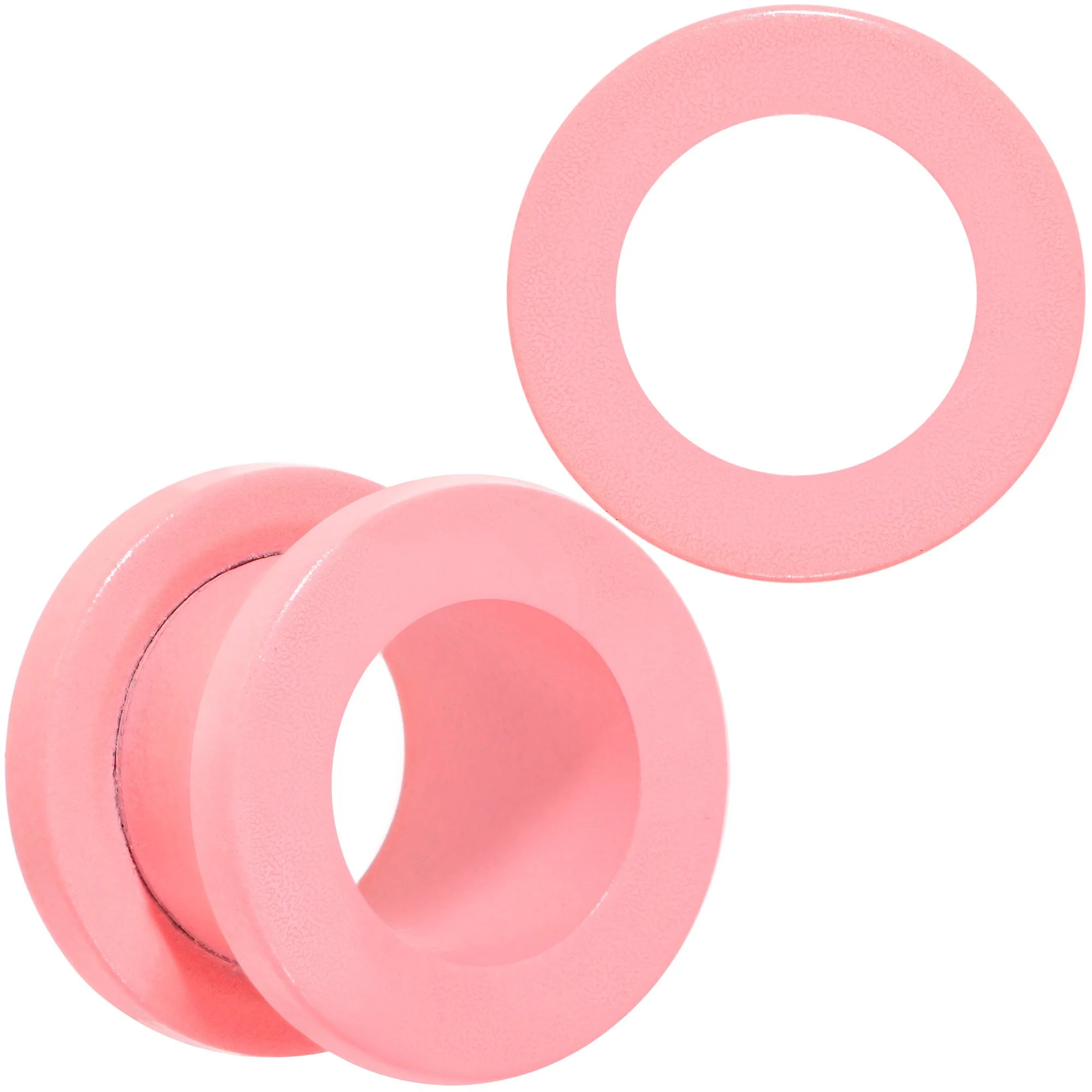 Sweet Pastel Pink Screw Fit Tunnel Plug Set 16G to 19mm - Image 8