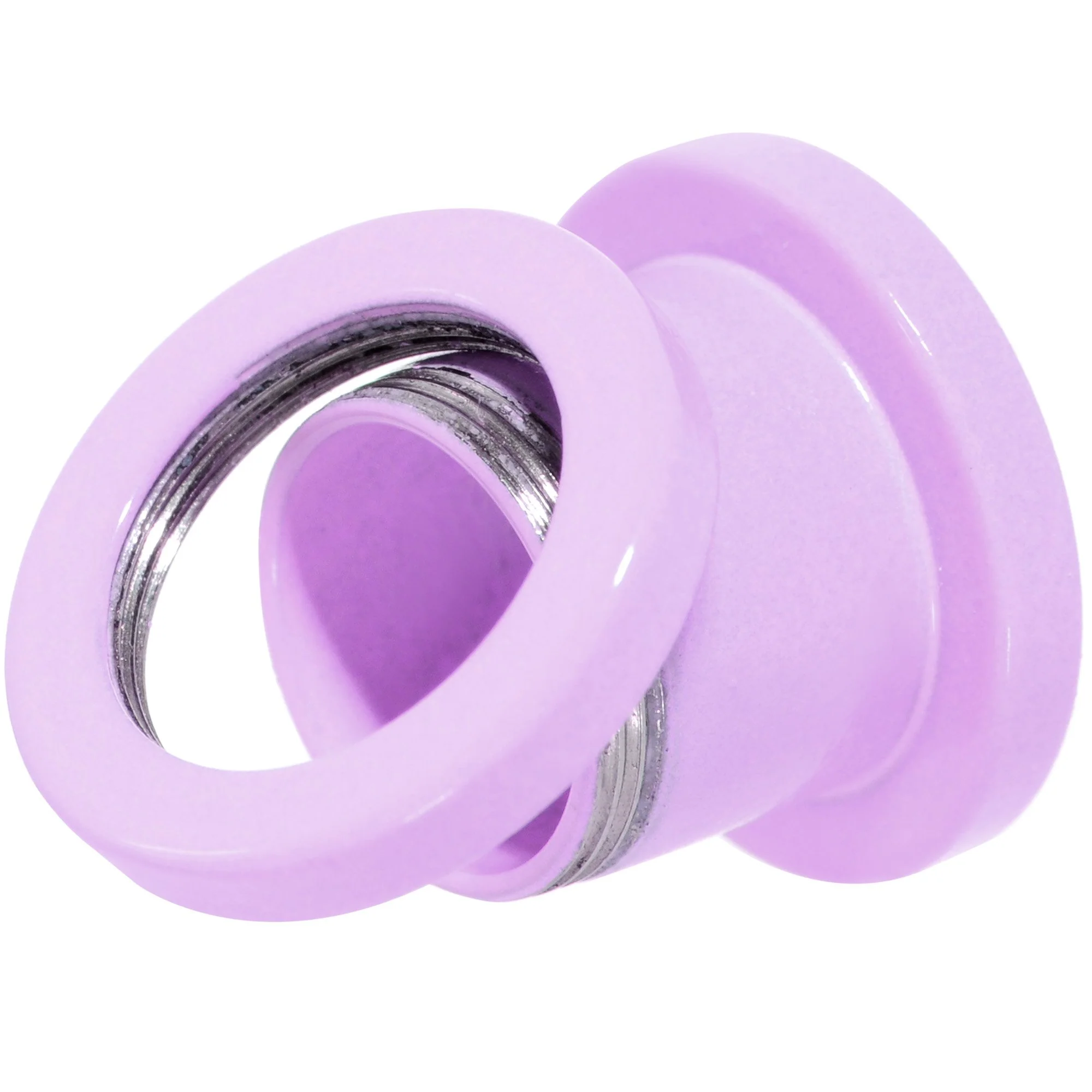 Sweet Pastel Purple Screw Fit Tunnel Plug Set 16G to 19mm - Image 4