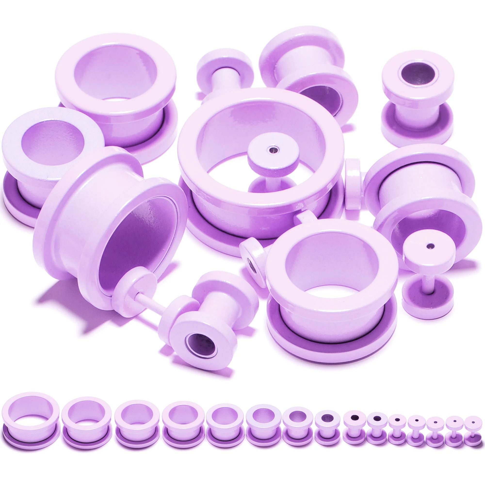 Sweet Pastel Purple Screw Fit Tunnel Plug Set 16G to 19mm - Image 5