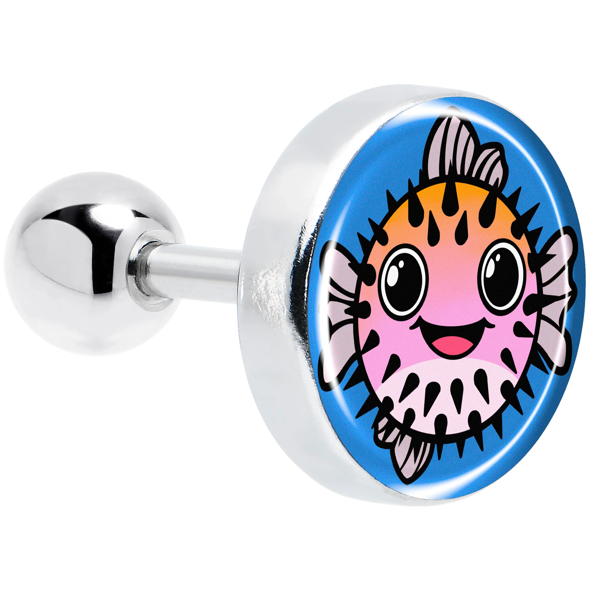 16G 1/4 Swimming Pufferfish Tragus Cartilage Earring by Onyx O