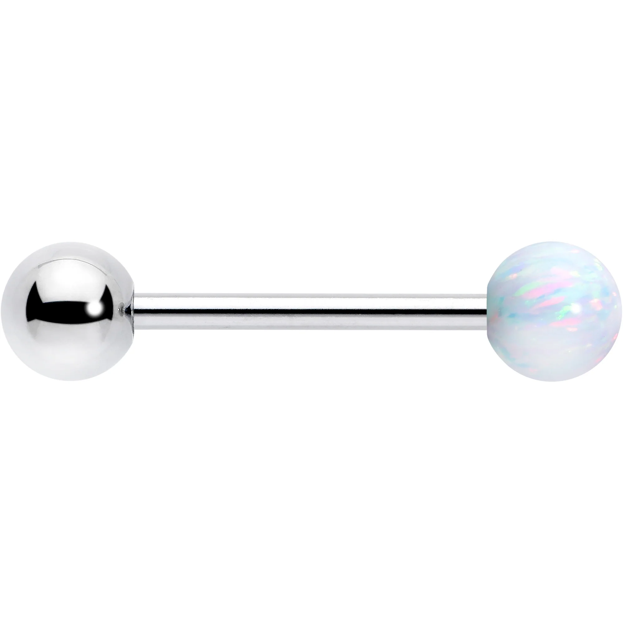 Synthetic Opal Hypoallergenic Titanium Barbell Tongue Ring - Image 4