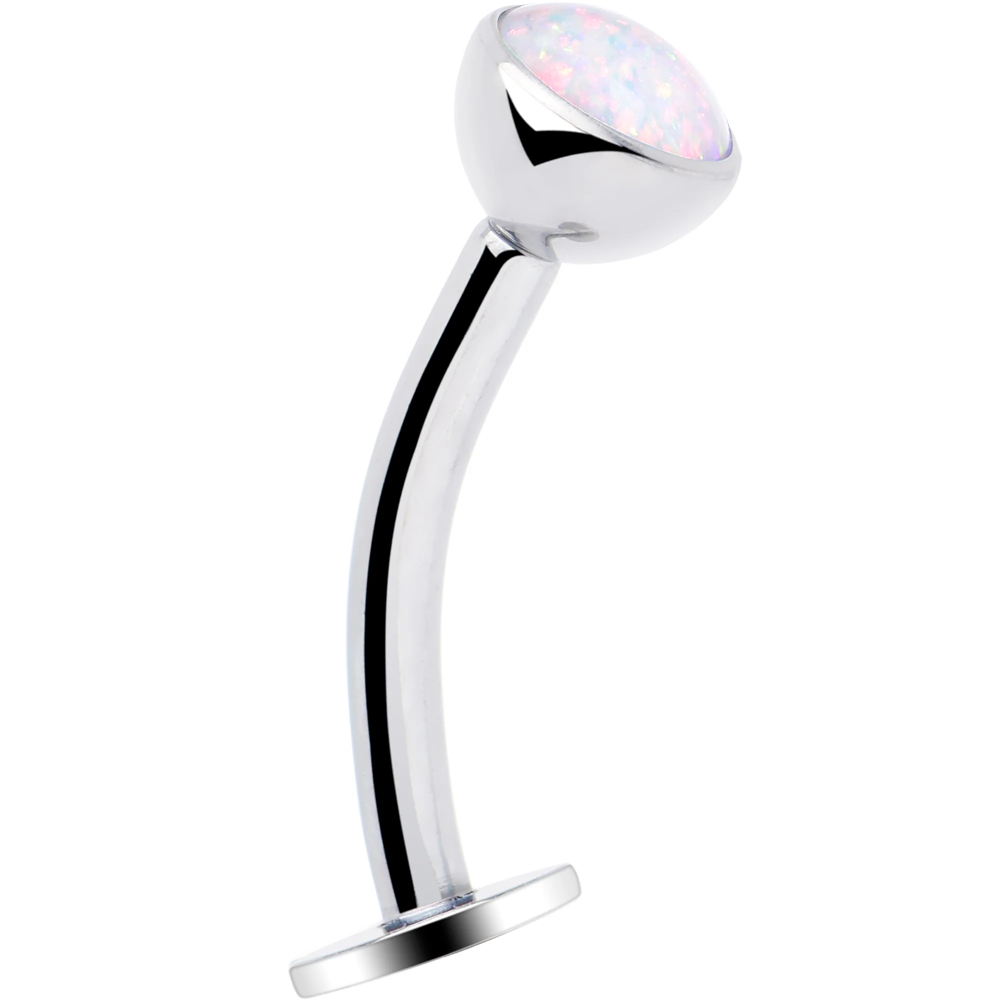 Synthetic Opal Bezel Titanium Threadless Floating Belly Ring - Image 2