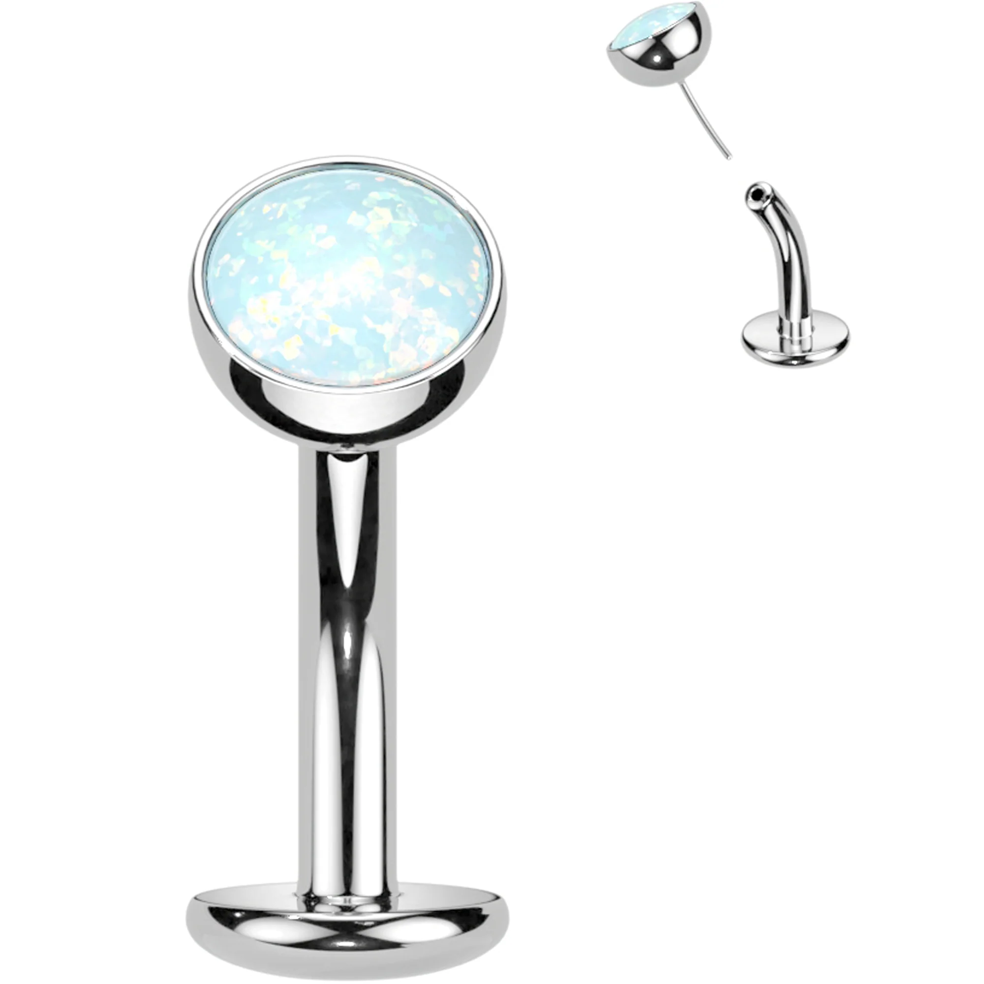 Synthetic Opal Titanium Threadless Floating Belly Ring - Image 2