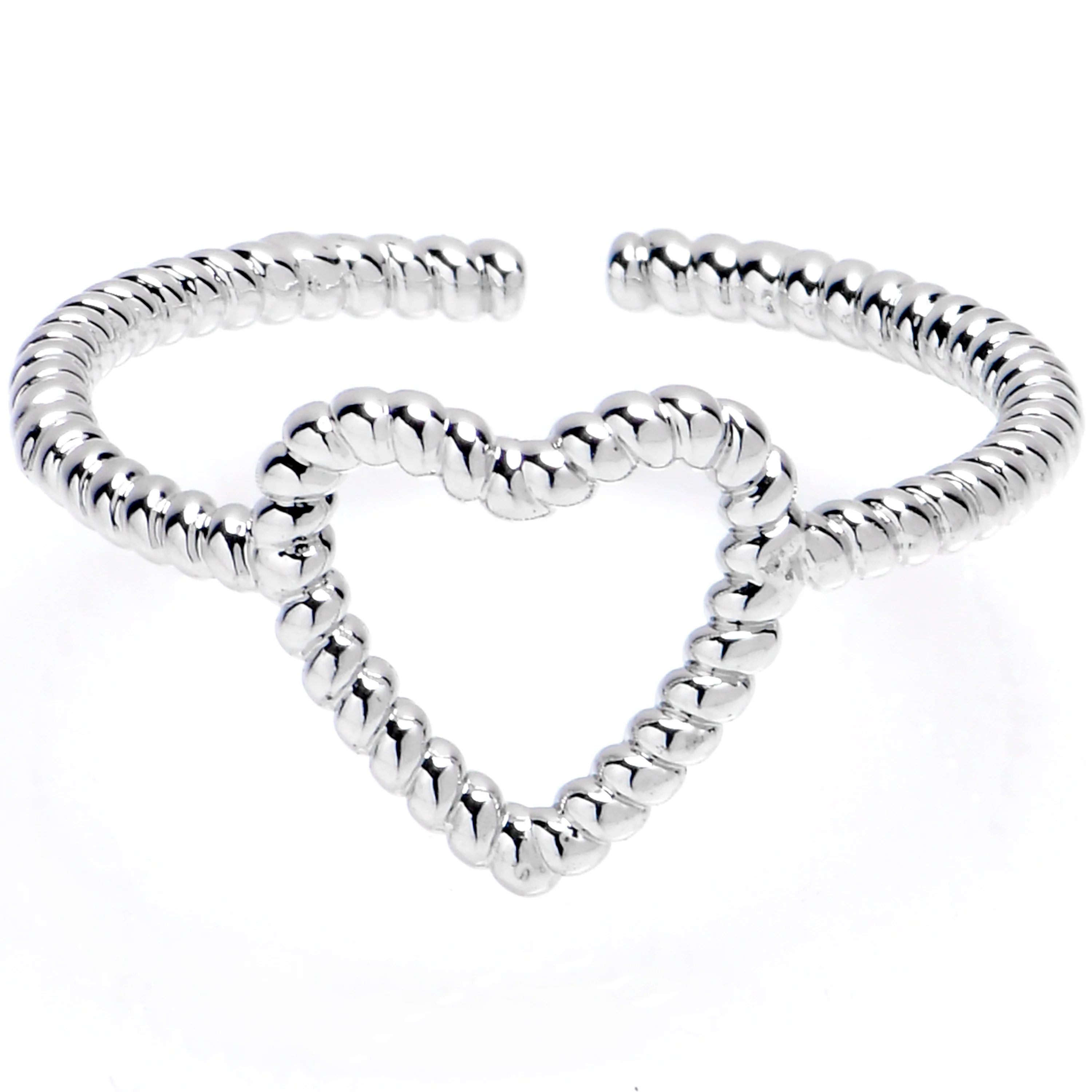 Textured Heart Open Adjustable Toe Ring