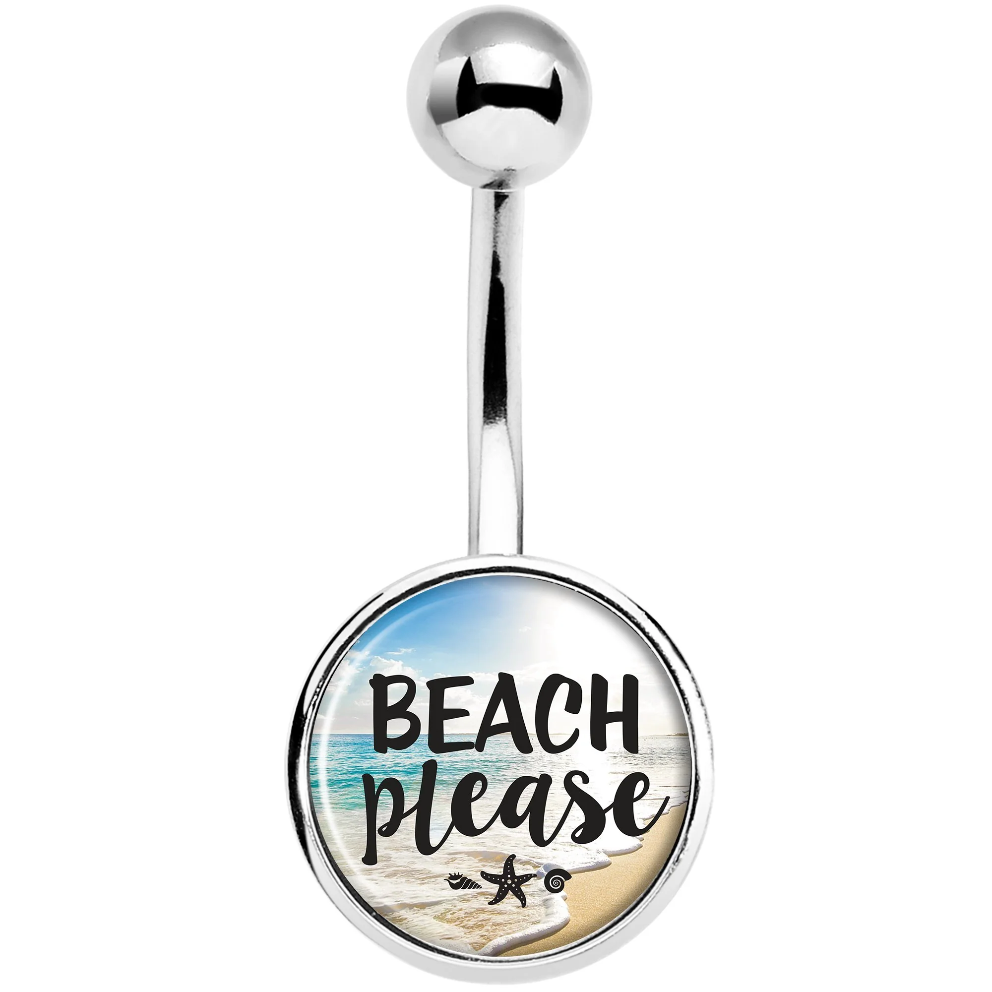Tropical Paradise Beach Please Belly Ring - Image 2