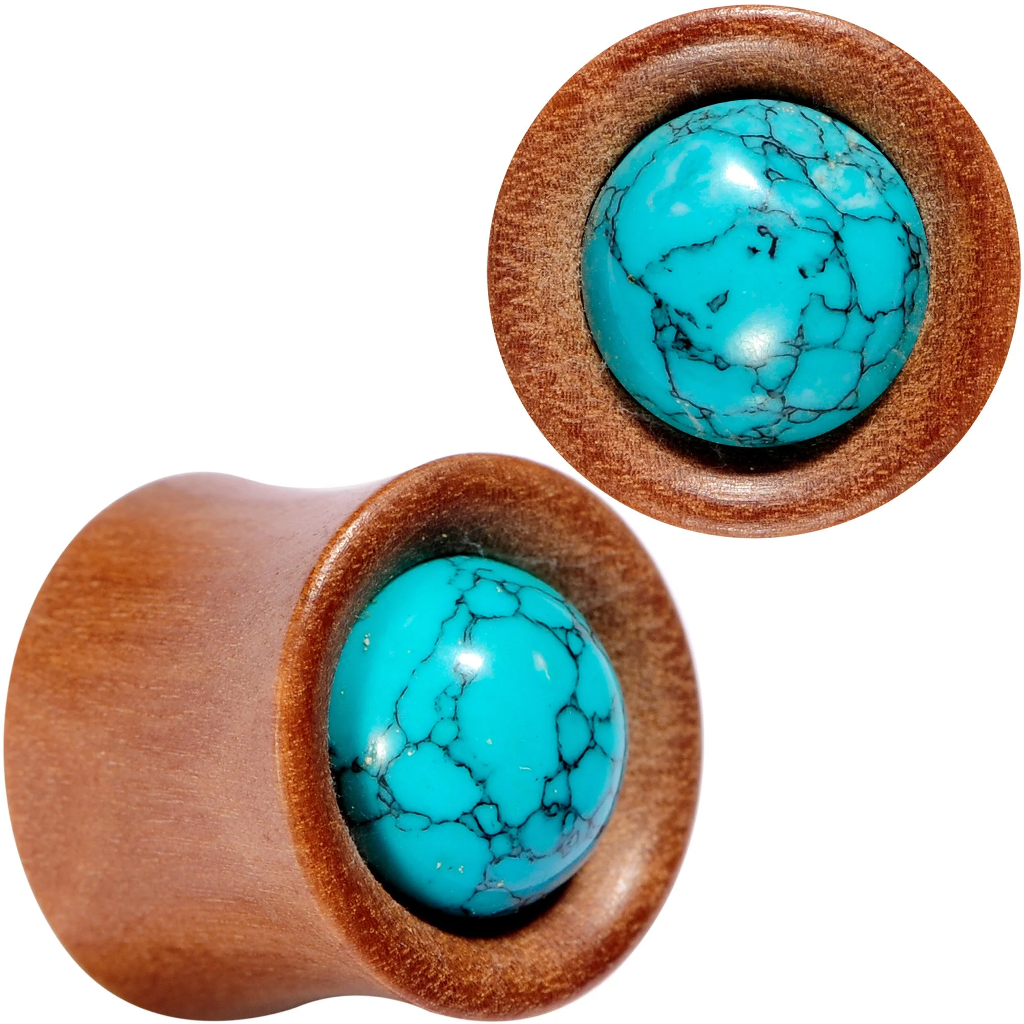 Turquoise Stone Sawo Wood Earth Sky Saddle Plug Set 5mm to 25mm - Image 8