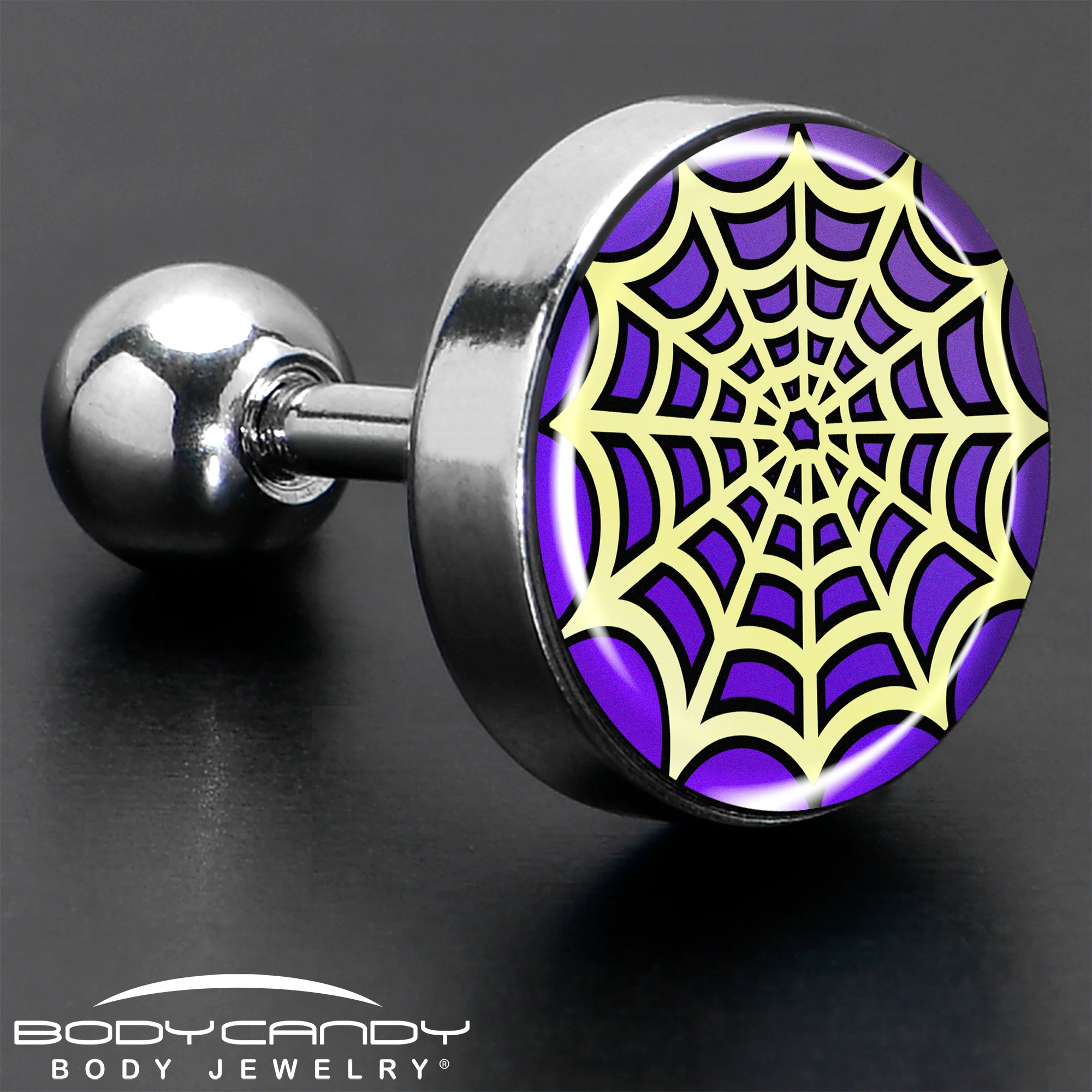 16G 1/4 Two Tone Spider Web Tragus Cartilage Earring by Onyx O - Image 7