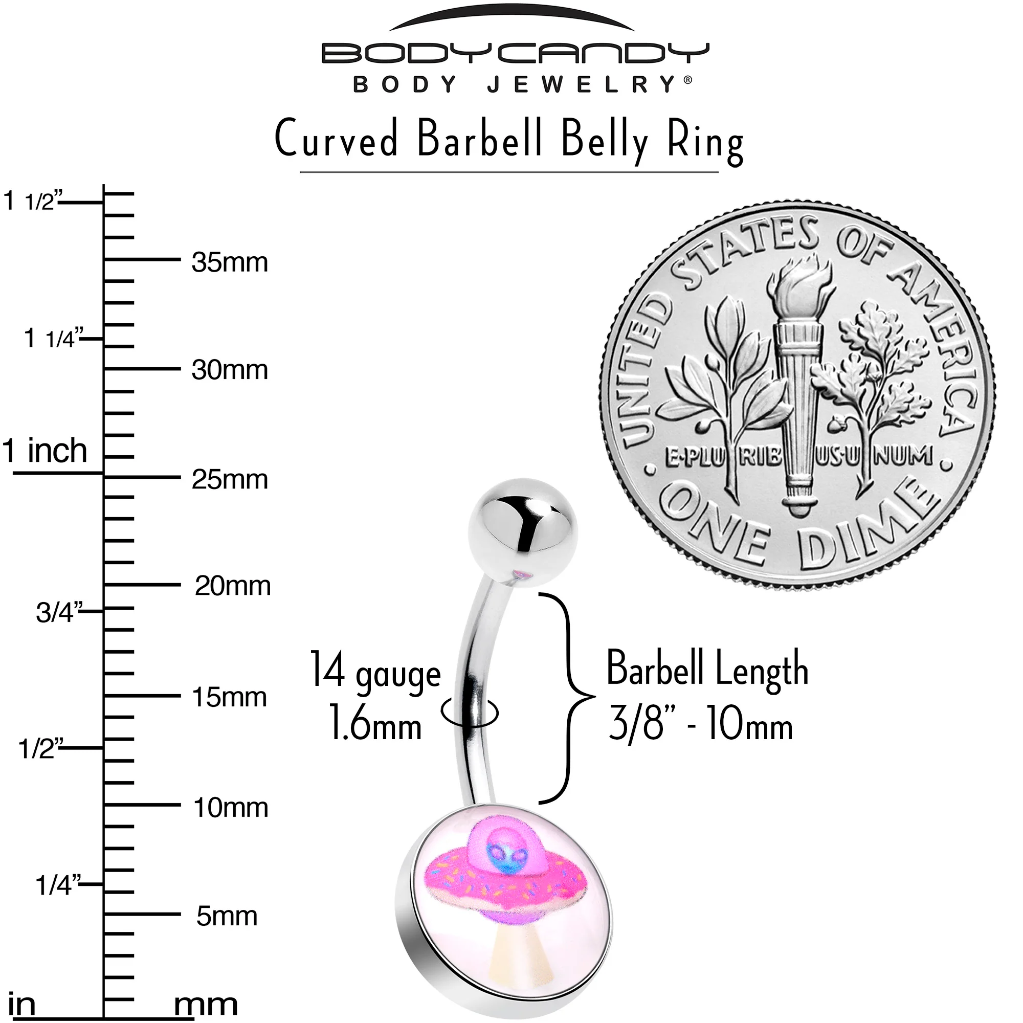 UFO Alien Ship Belly Ring - Image 3