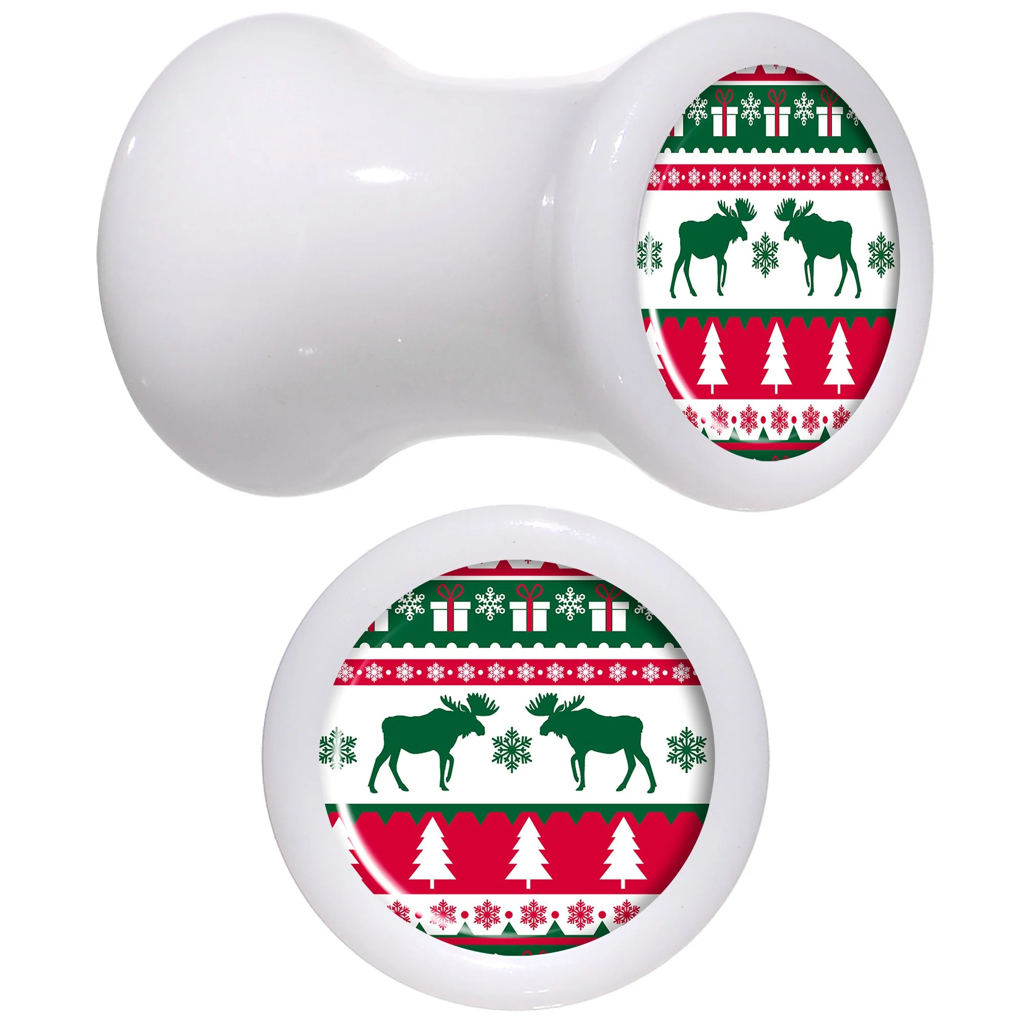 Ugly Christmas Sweater White Acrylic Saddle Plug Set Sizes 5mm to 20mm - Image 2