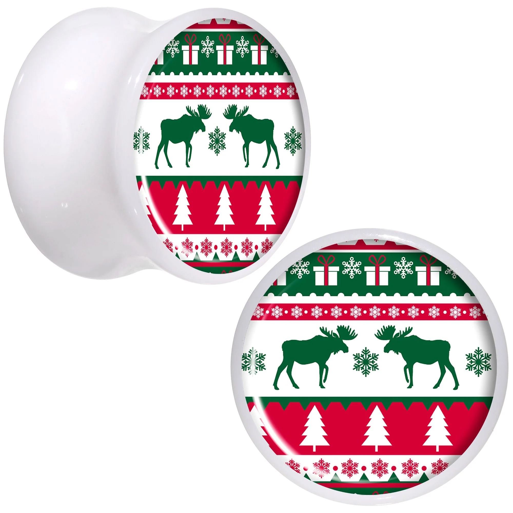 Ugly Christmas Sweater White Acrylic Saddle Plug Set Sizes 5mm to 20mm - Image 6