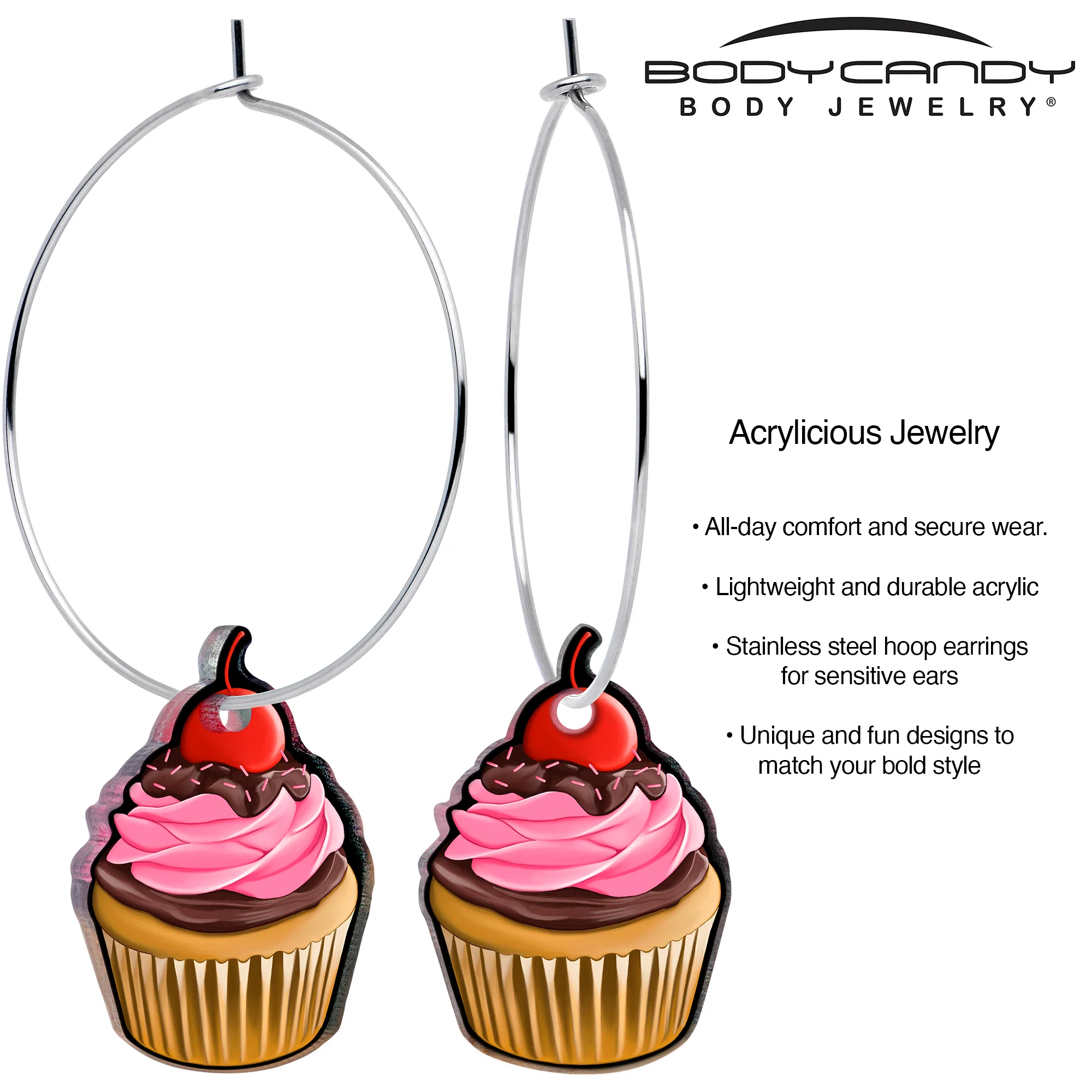 Valentine Cupcake Hoop Earrings by Onyx O - Image 2