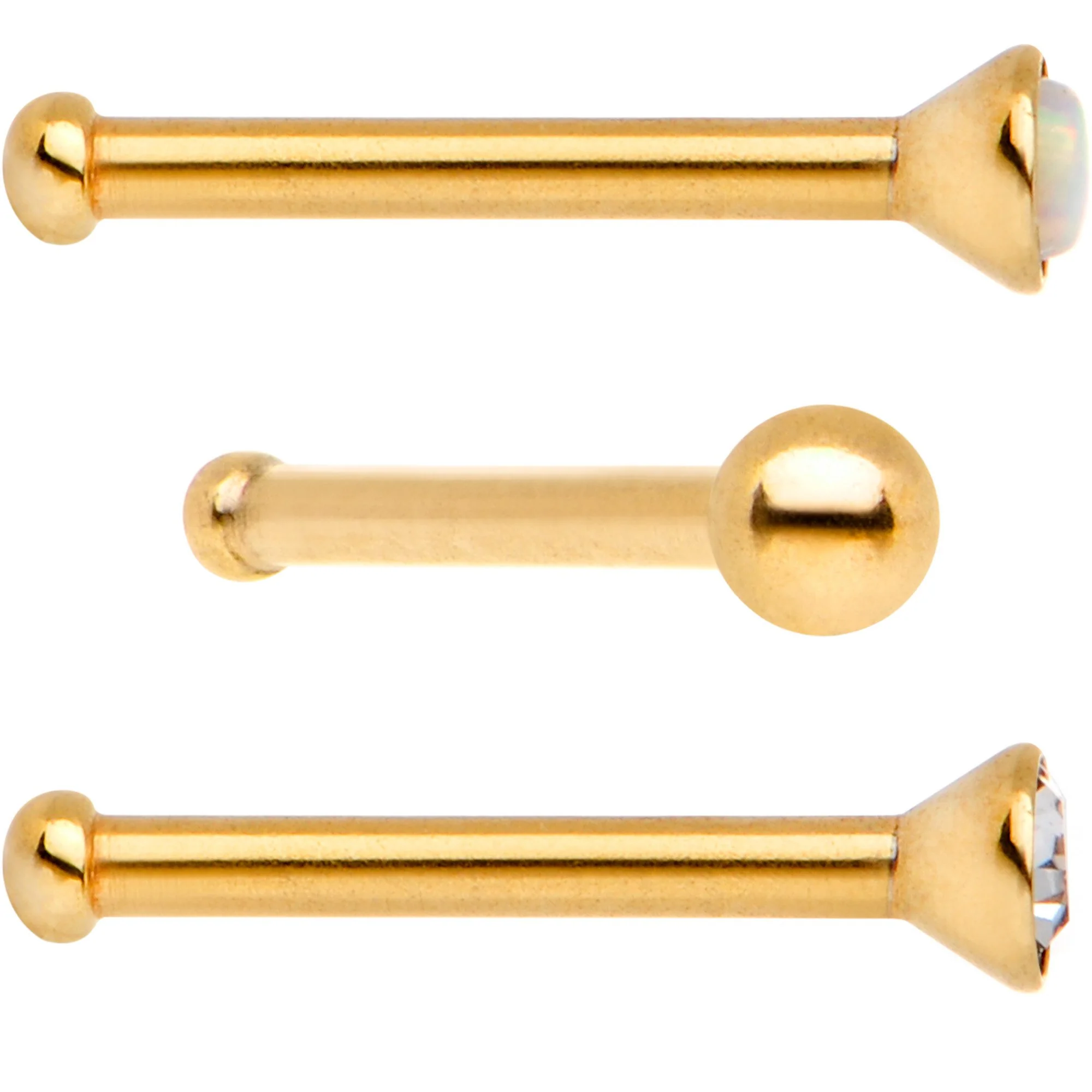 Variety Belle of the Ball Gold PVD Nose Bone 3 Pack Set - Image 2