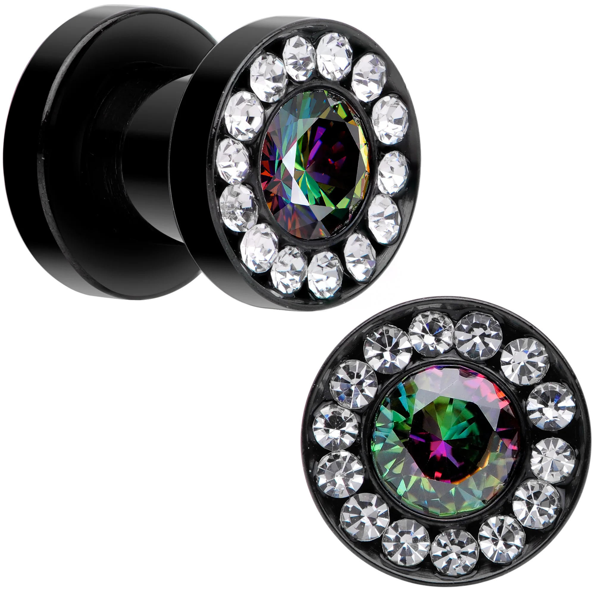 Vitrail Clear CZ Gem Black Hypnotic Screw Fit Plug Set - Image 9